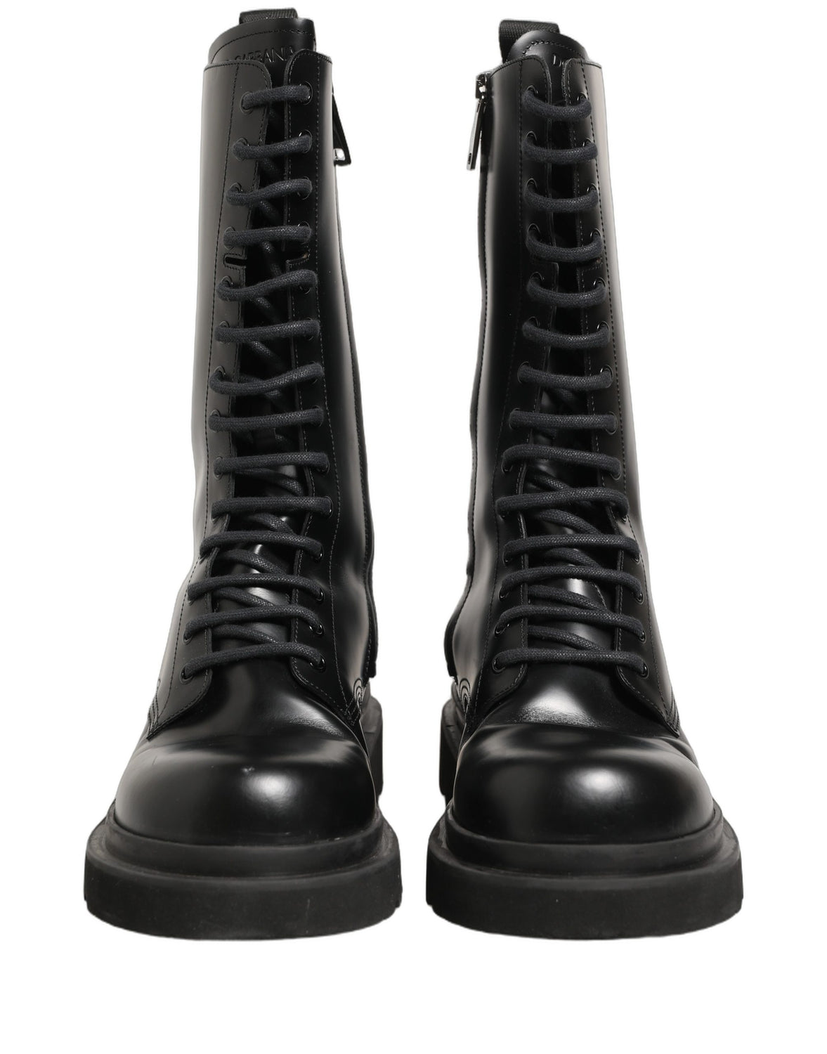 Black Leather Lace Up Men Combat Boots Shoes