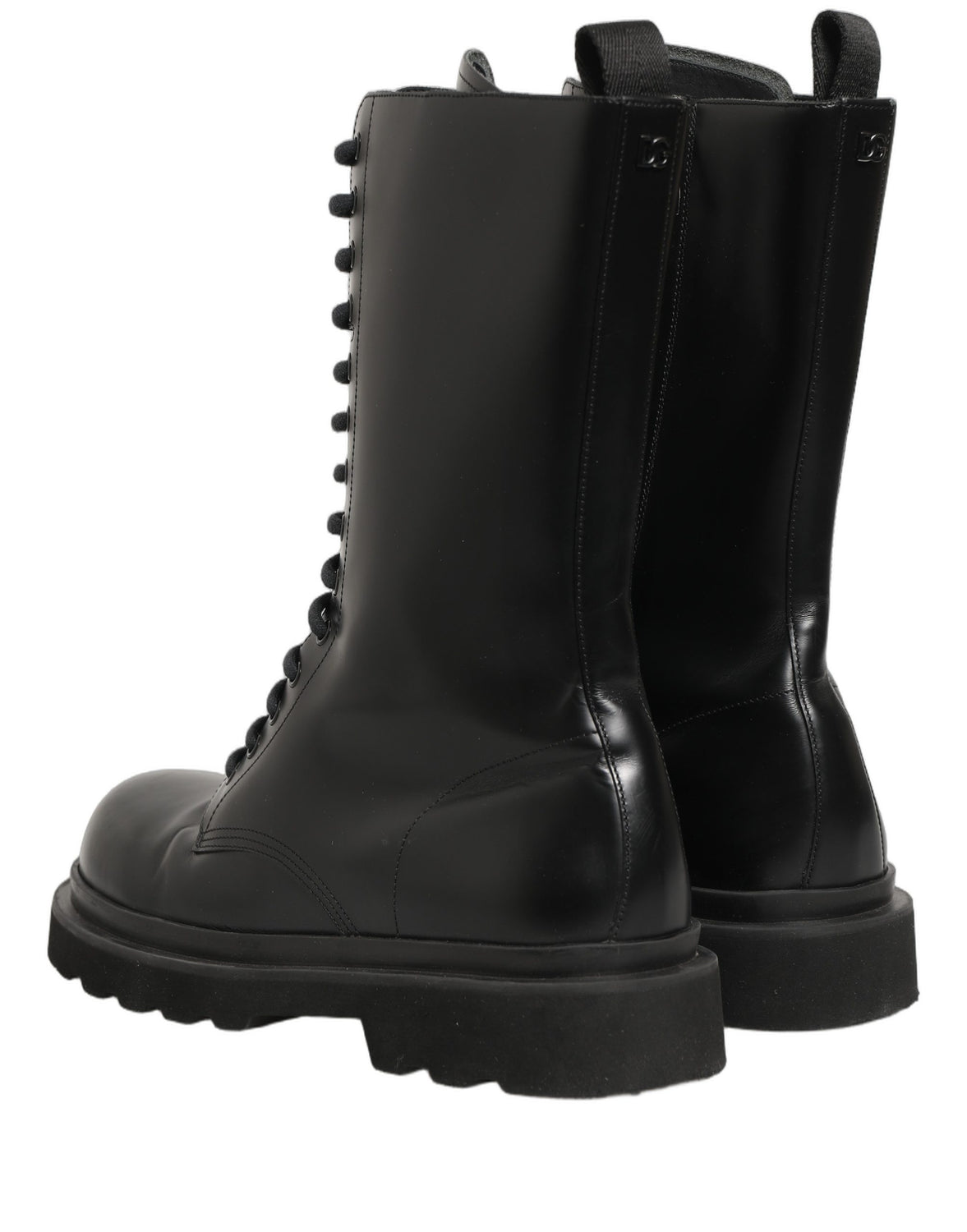 Black Leather Lace Up Men Combat Boots Shoes