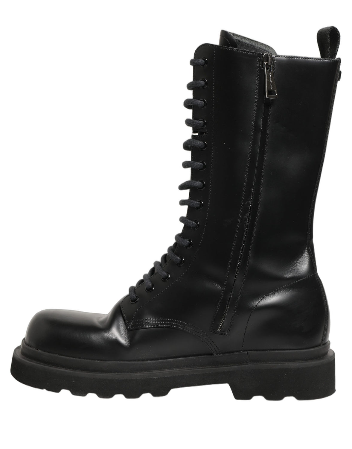 Black Leather Lace Up Men Combat Boots Shoes