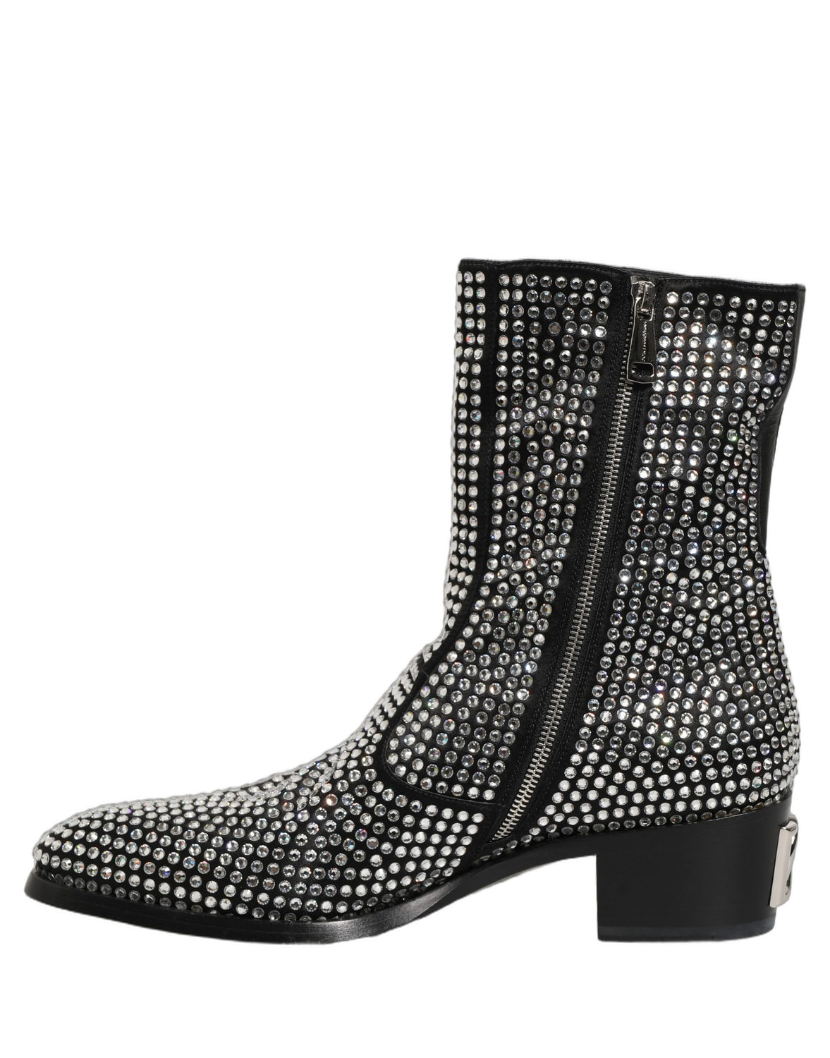 Black Crystal Embellished Ankle Boots Shoes