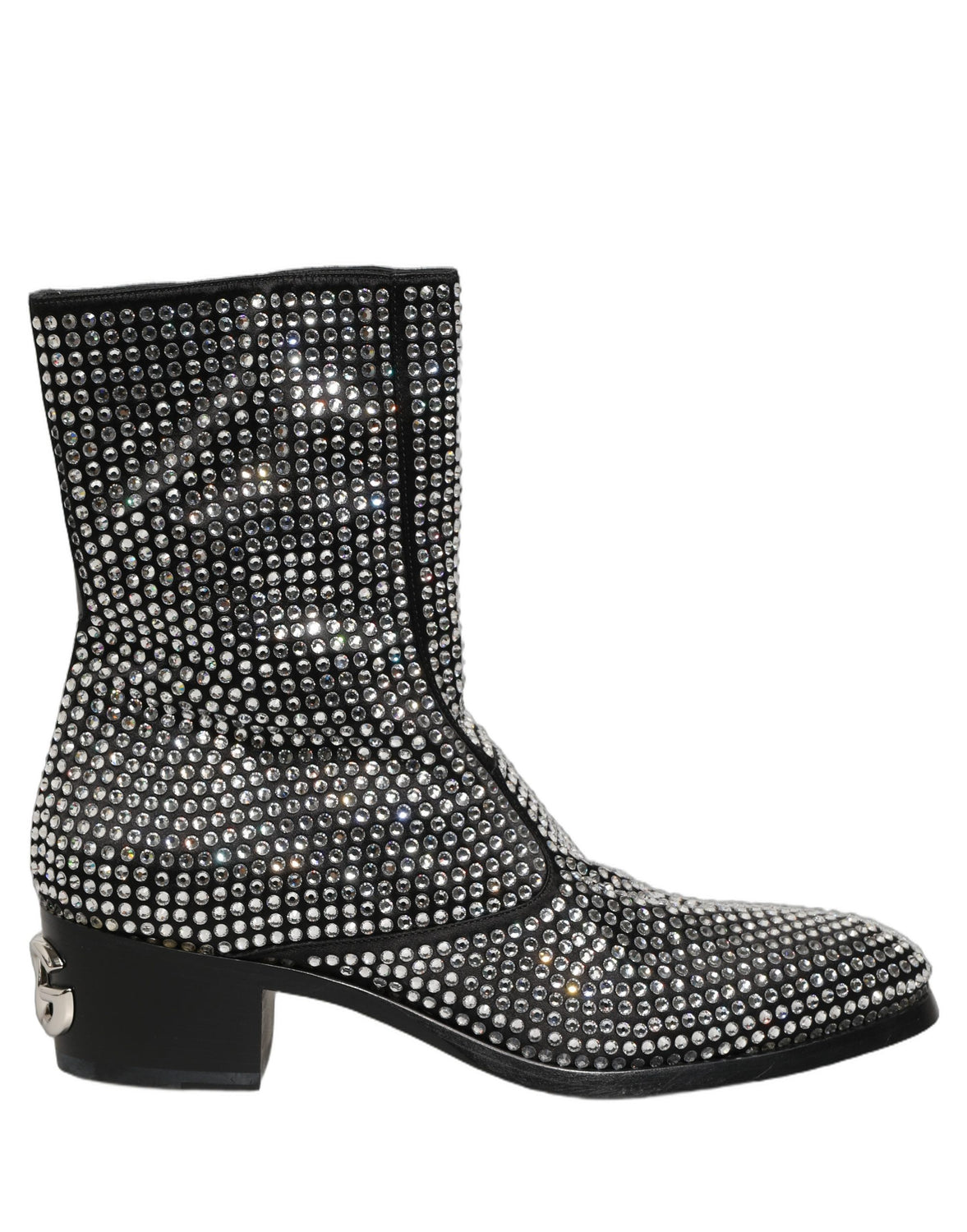 Black Crystal Embellished Ankle Boots Shoes