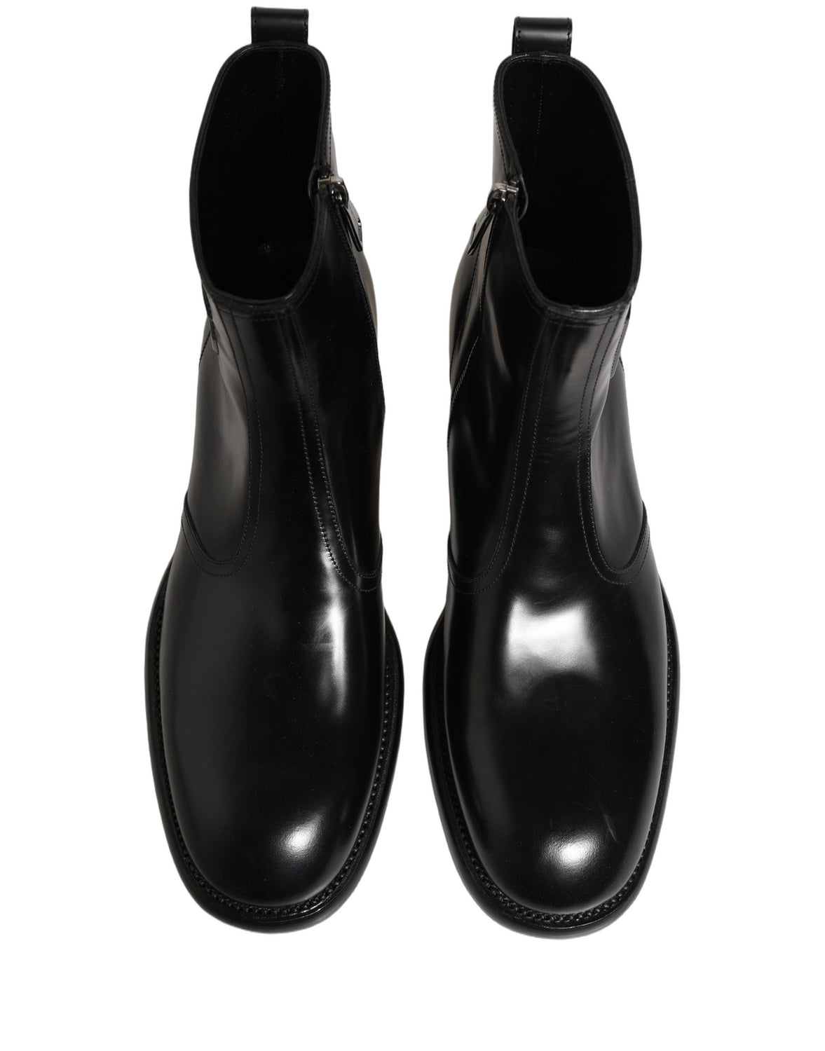 Black Leather Embossed Logo Ankle Boots Shoes