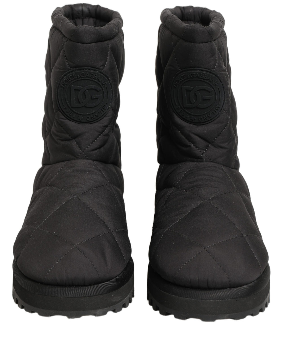 Black Quilted Effect Mid Calf Boots Shoes