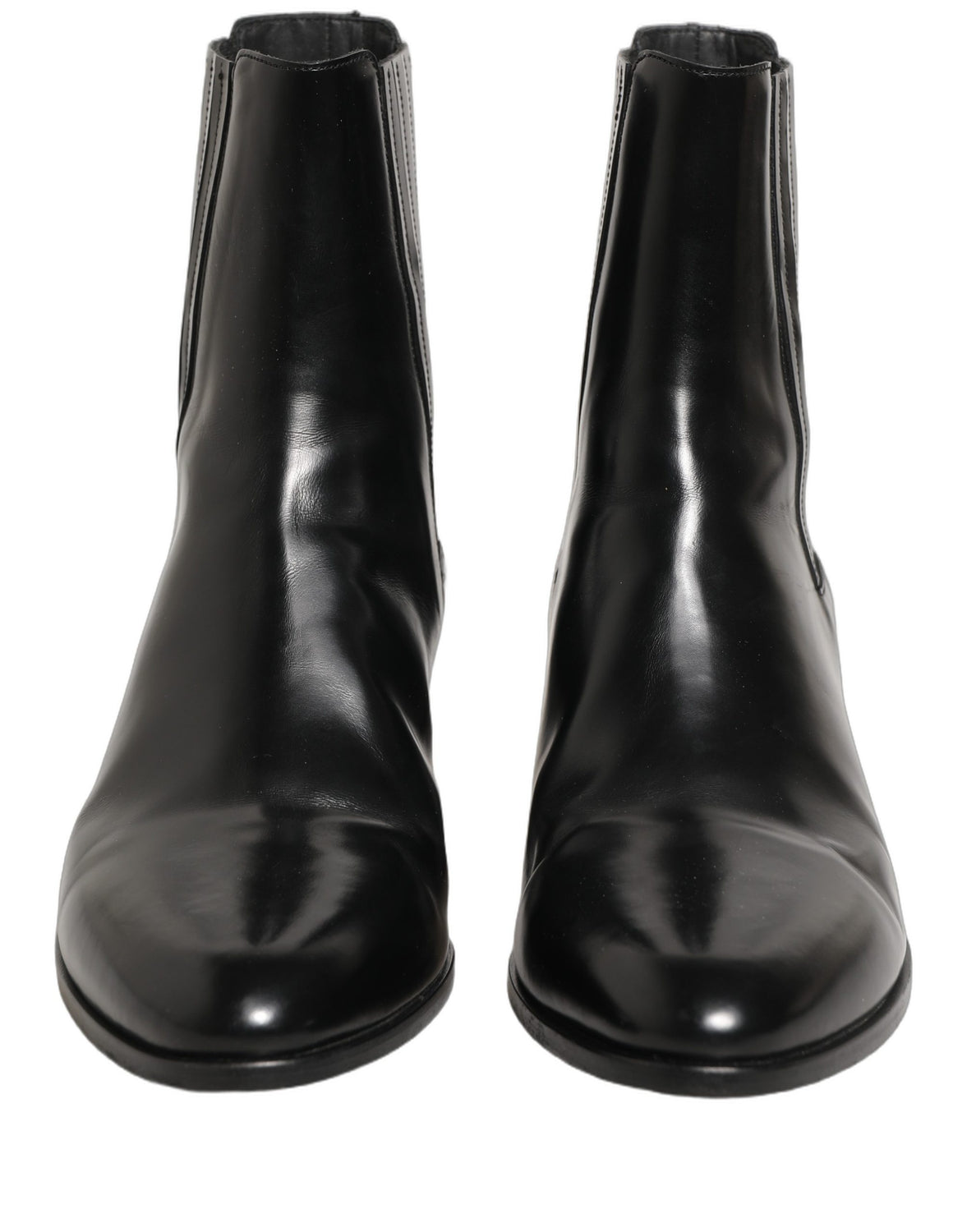 Black Leather Chelsea Mid Calf Boots Shoes