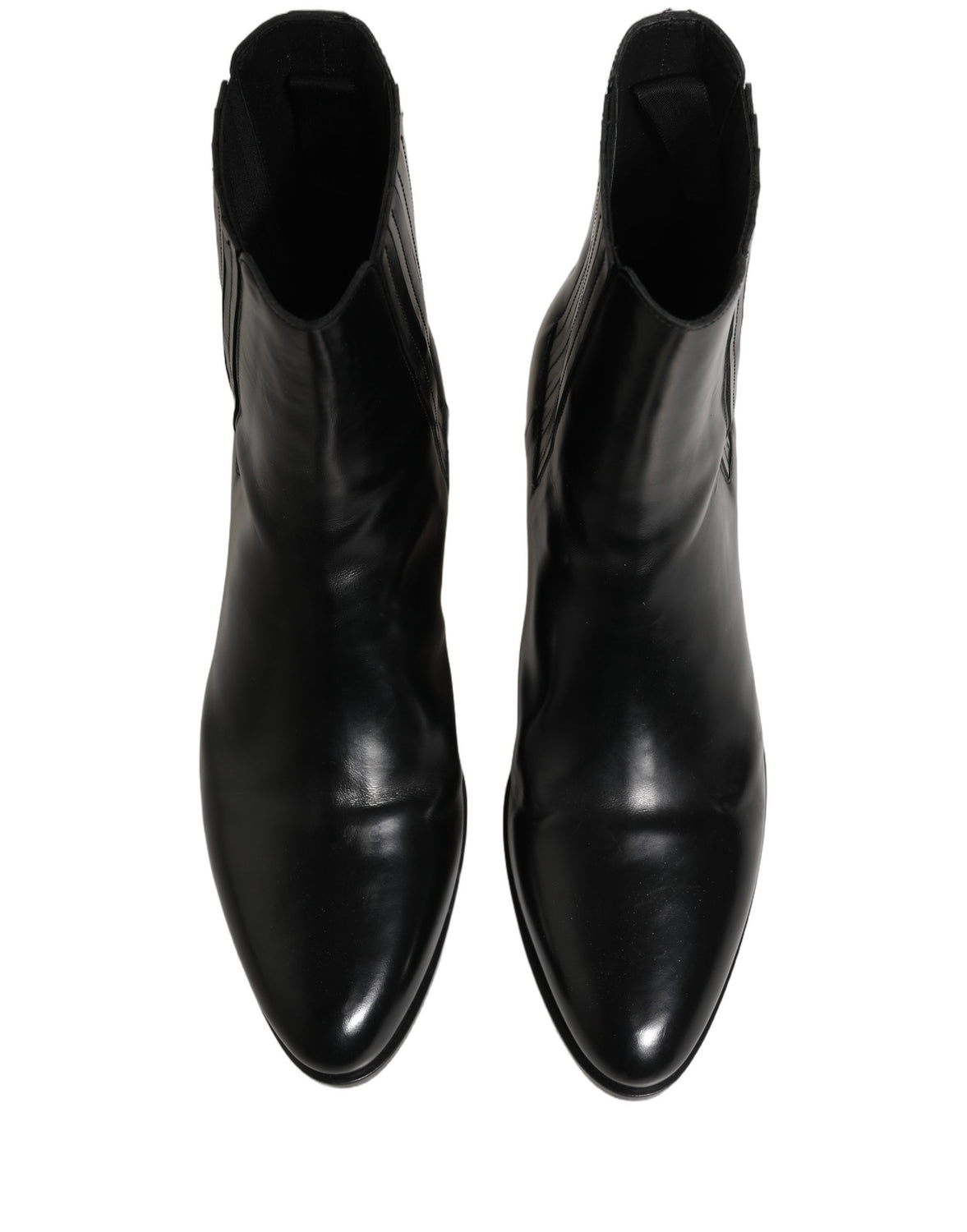 Black Leather Chelsea Mid Calf Boots Shoes