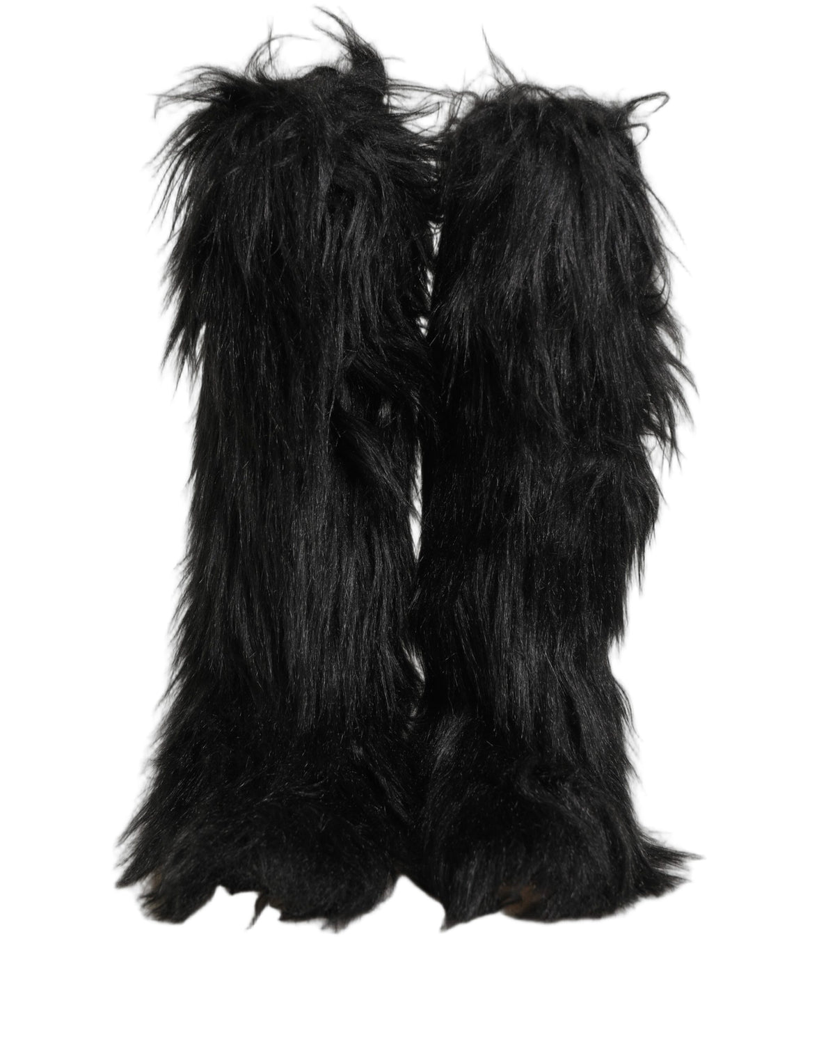 Black Faux Fur Mid Calf Winter Boots Shoes
