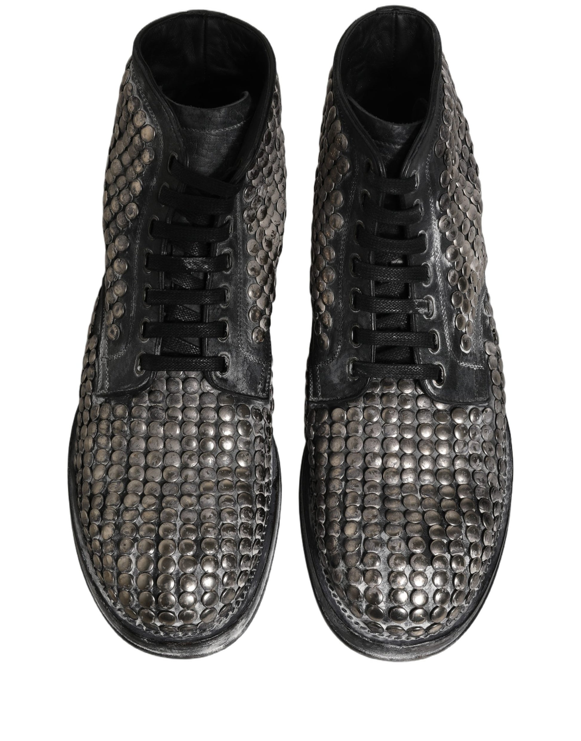 Black Leather Runway Studs Ankle Boots Shoes