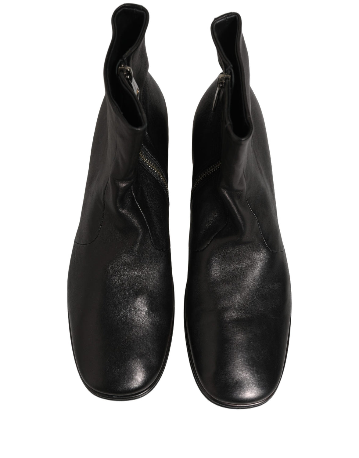 Black Leather Logo Short Ankle Boots Shoes