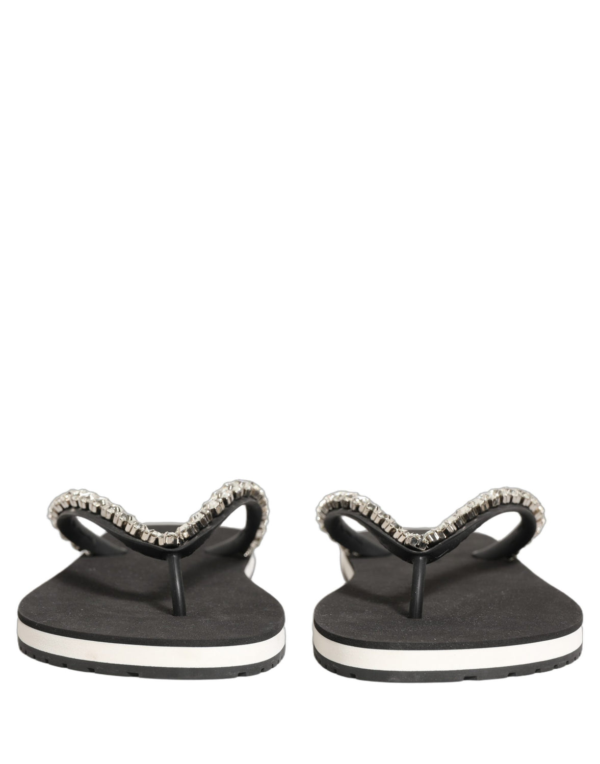Black Embellished Rubber Flip Flops Men Shoes