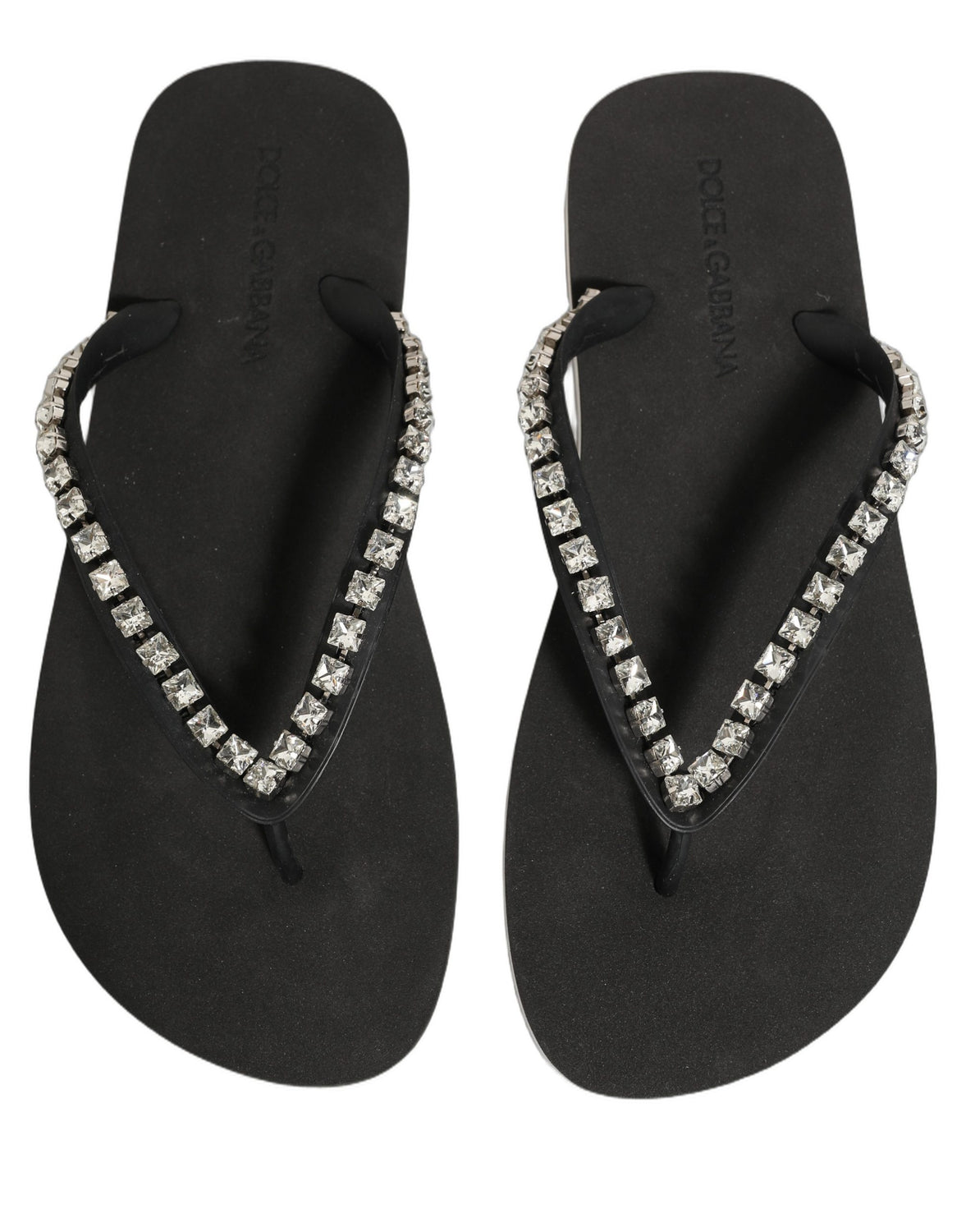 Black Embellished Rubber Flip Flops Men Shoes