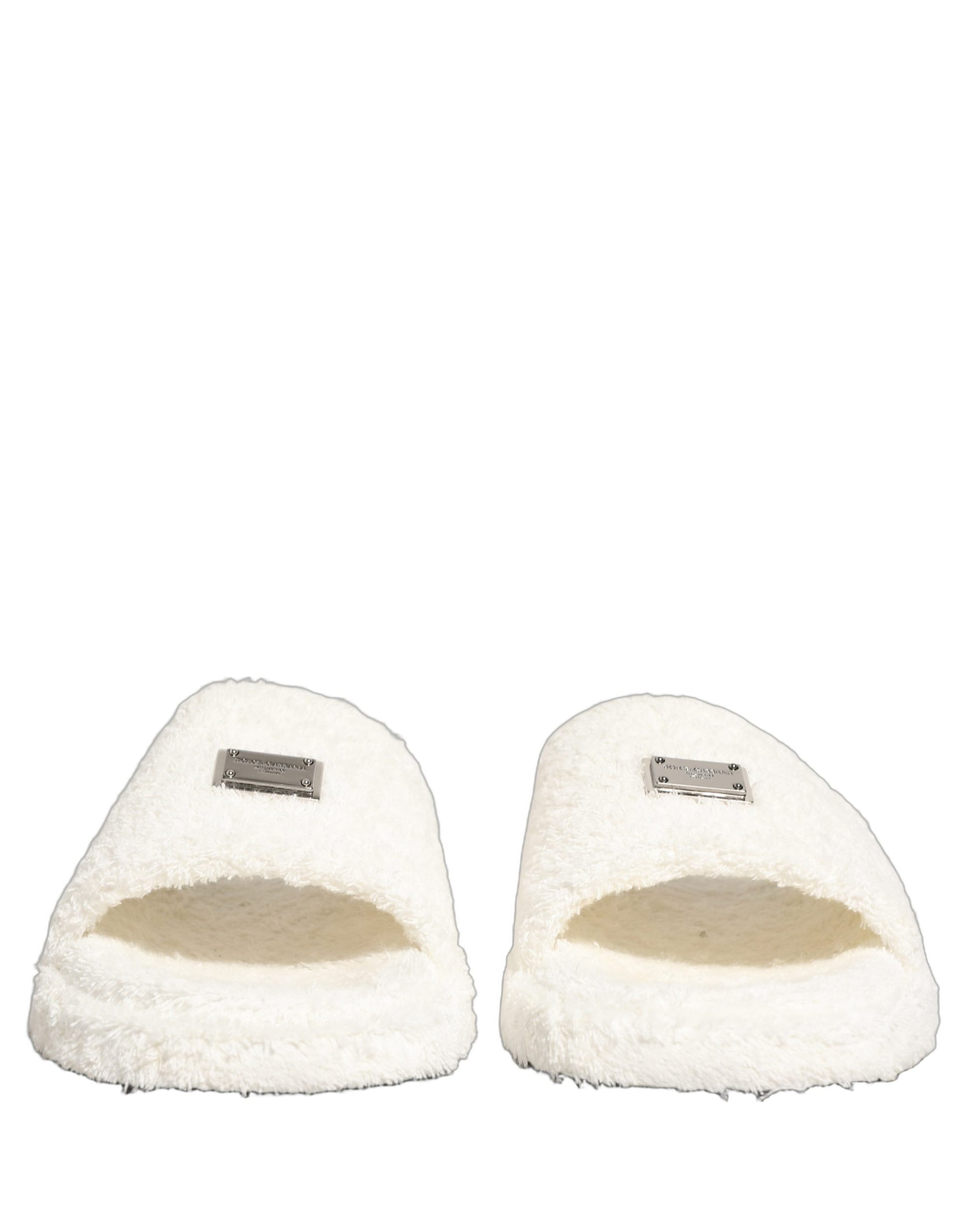 White Faux Fur Flats Men Slides Sandals Shoes