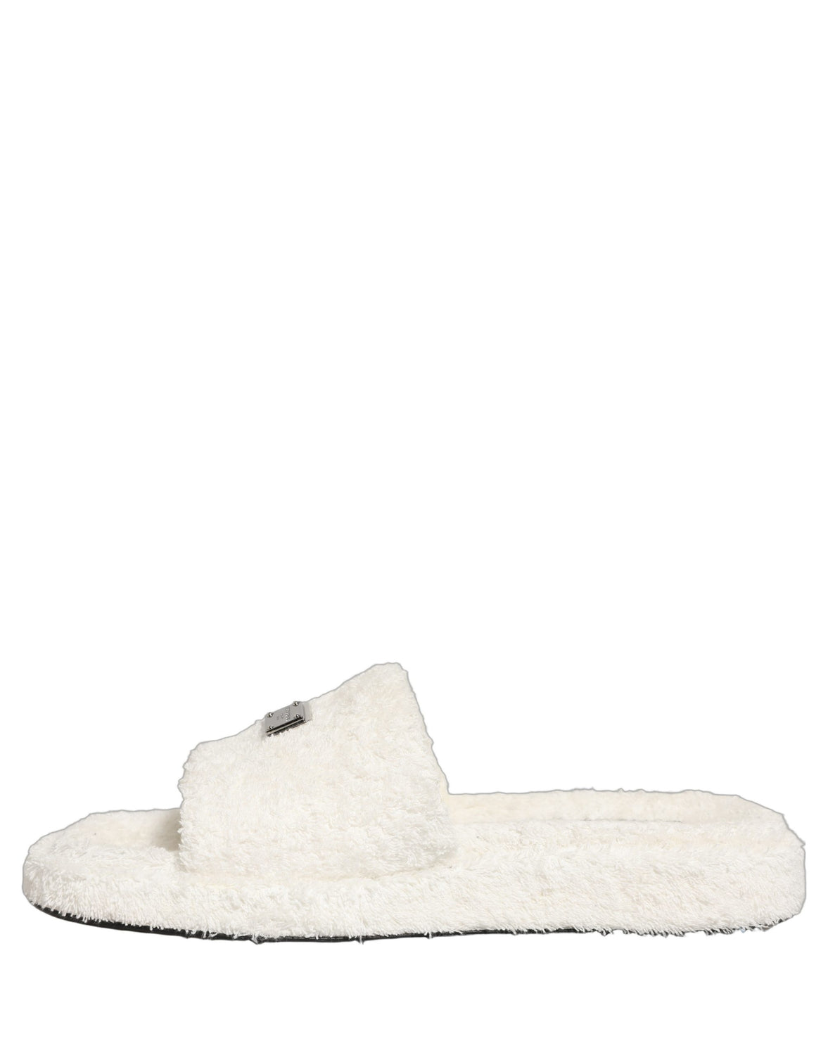 White Faux Fur Flats Men Slides Sandals Shoes