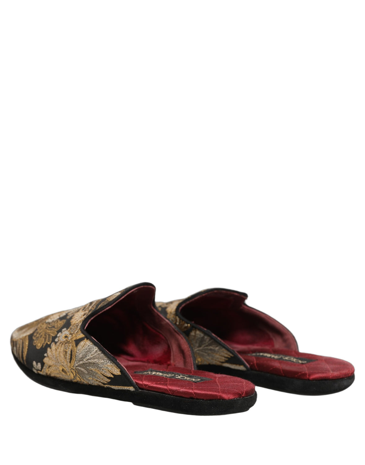 Black Floral Jacquard Flats Sandals Men Shoes