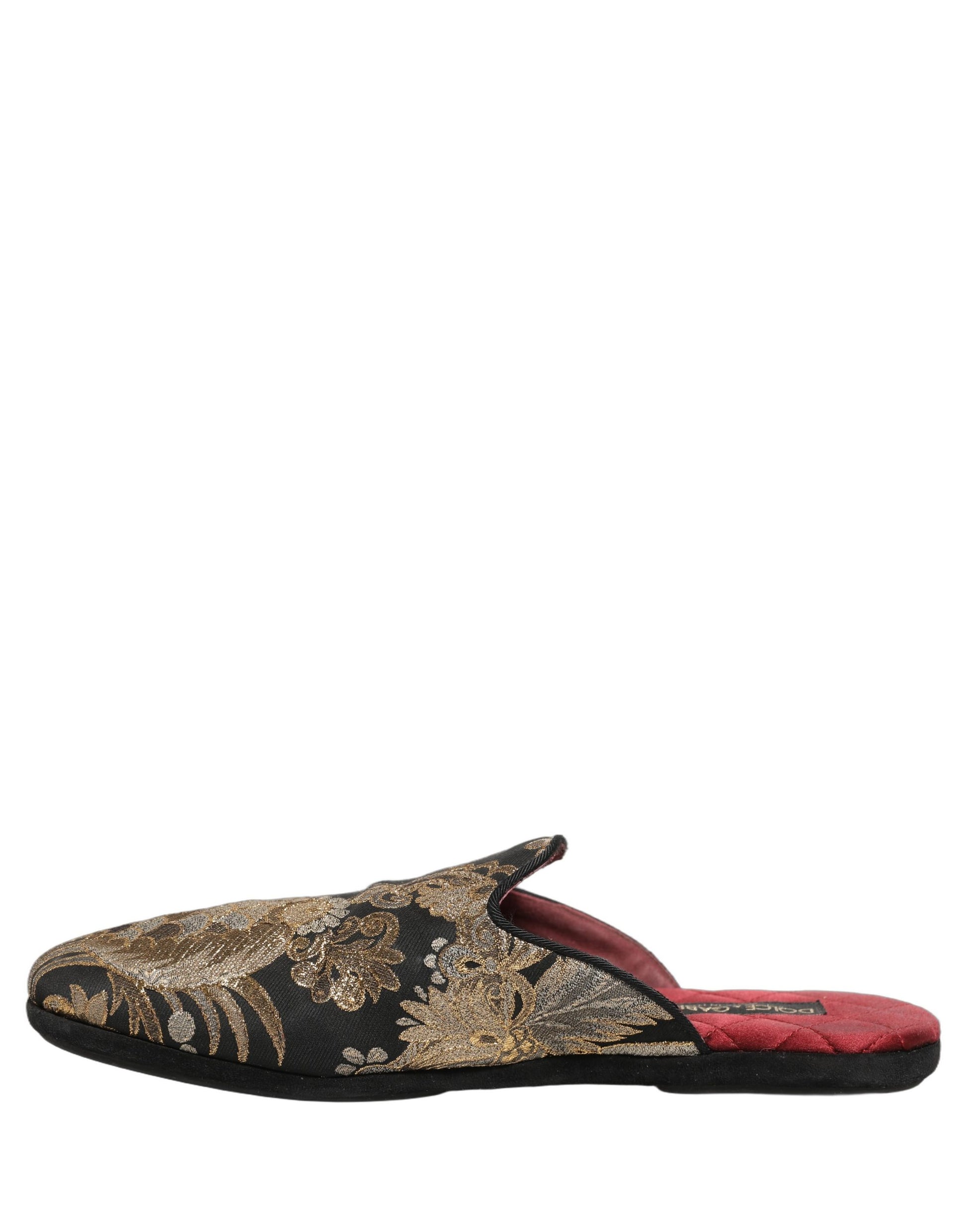 Black Floral Jacquard Flats Sandals Men Shoes