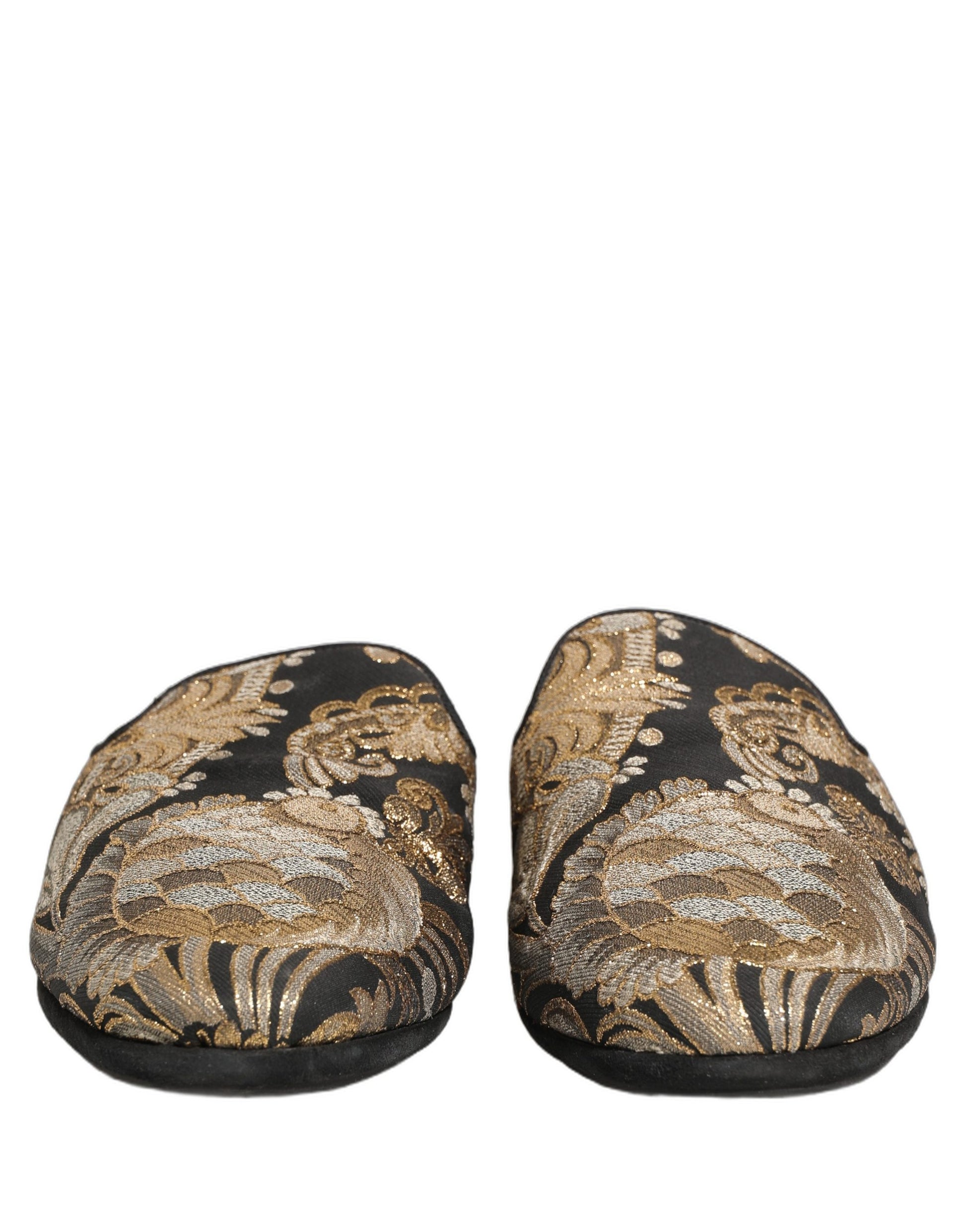 Black Floral Jacquard Flats Sandals Men Shoes