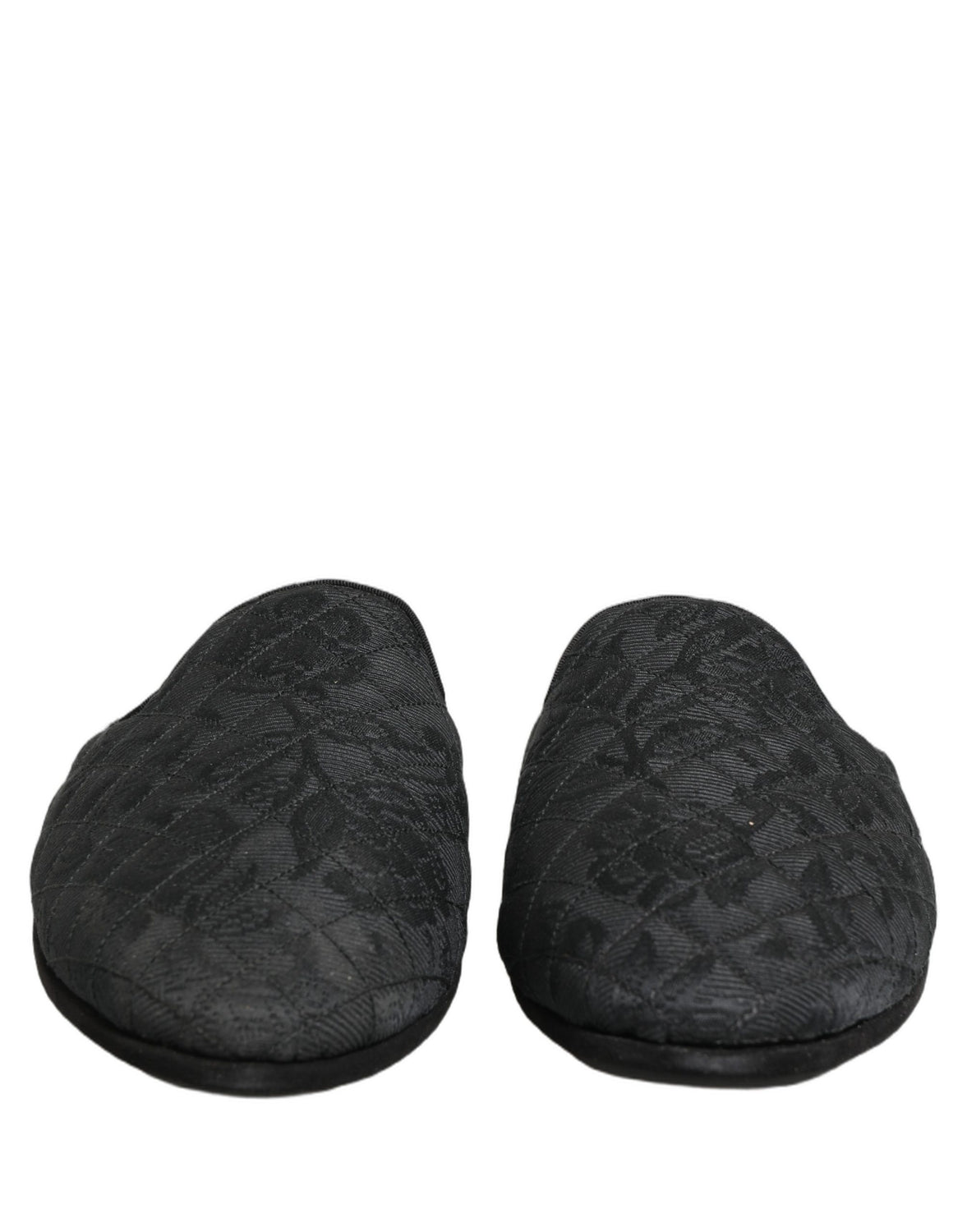 Black Floral Brocade Slides Slippers Shoes