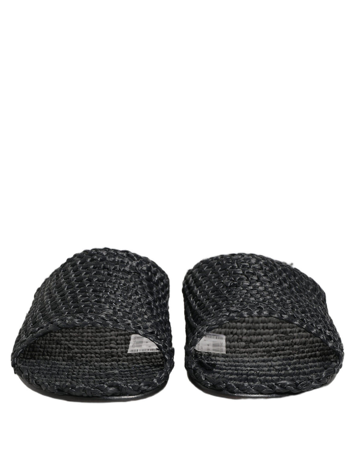 Black Straw Raffia Slides Sandals Flats Shoes