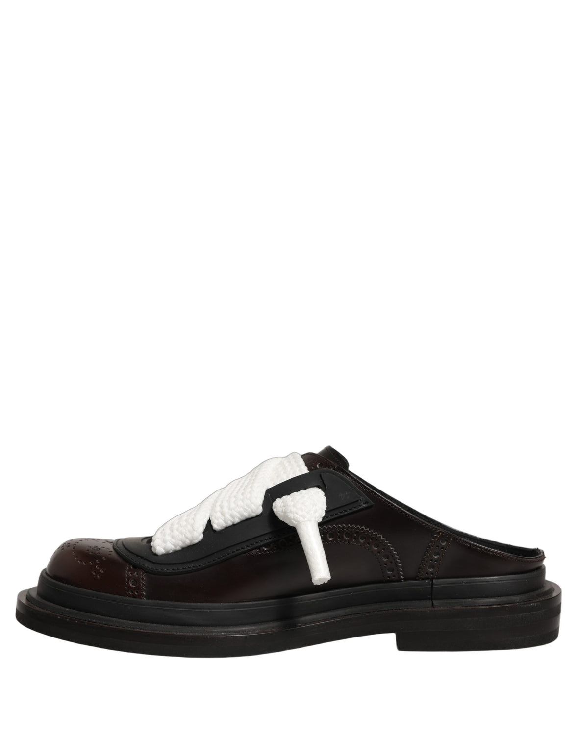 Brown Leather Slip On Flat Sandals Men Shoes
