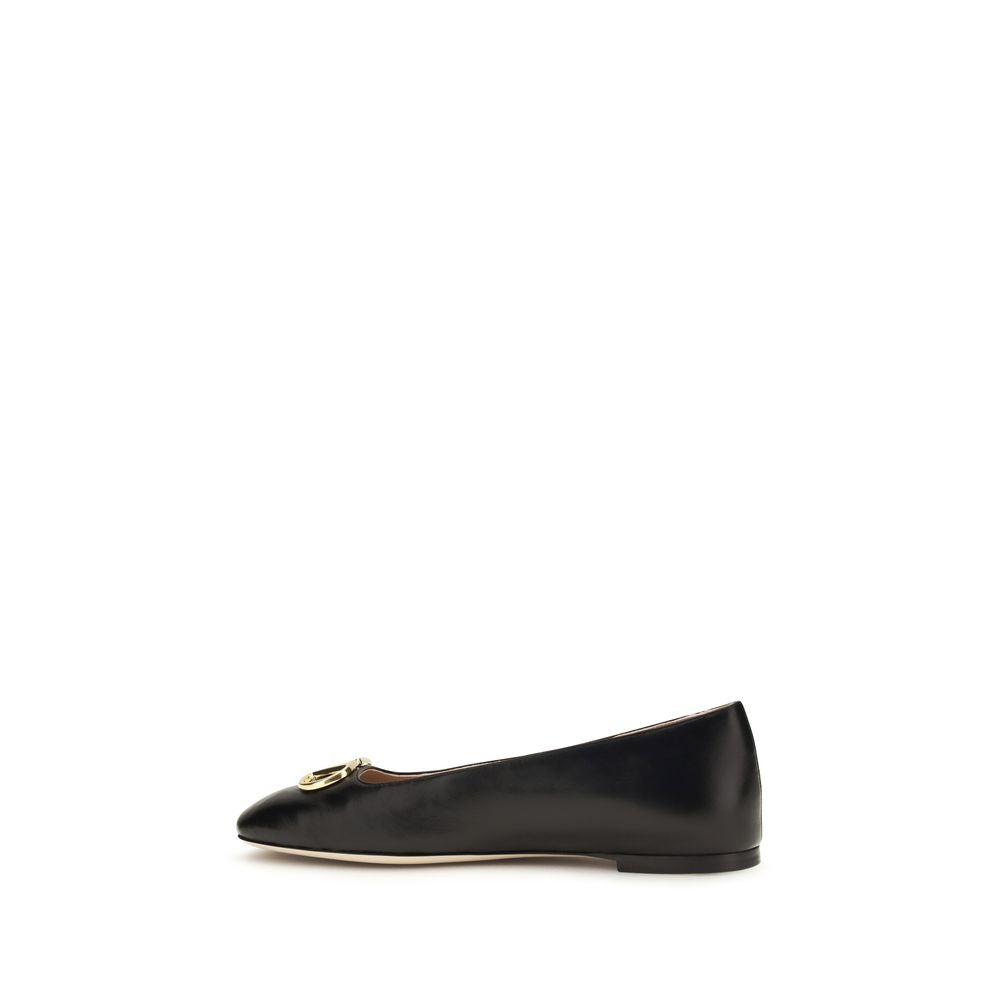 Black Calf Leather Bos Taurus Ballet Flats