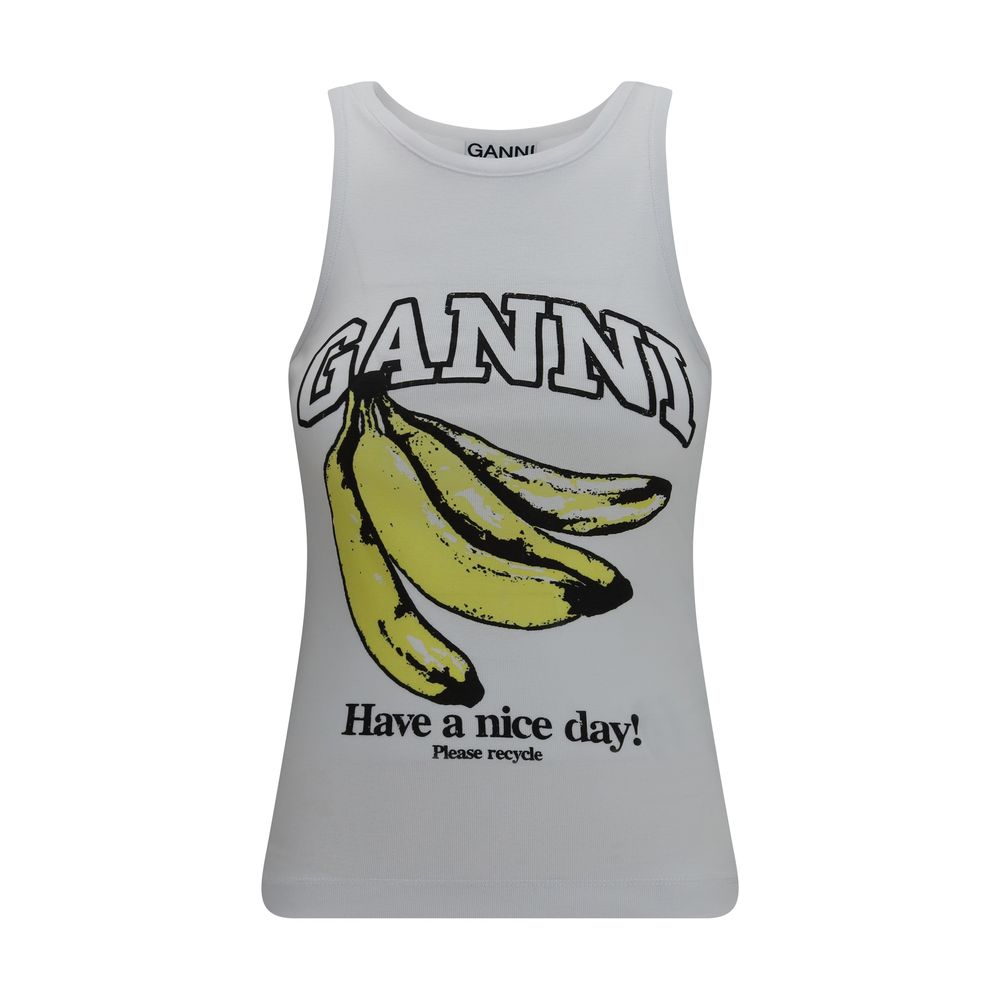 White Cotton Sleeveles T-Shirt