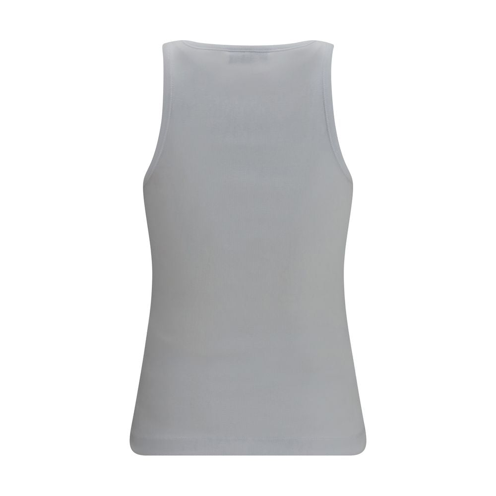 White Cotton Sleeveles T-Shirt