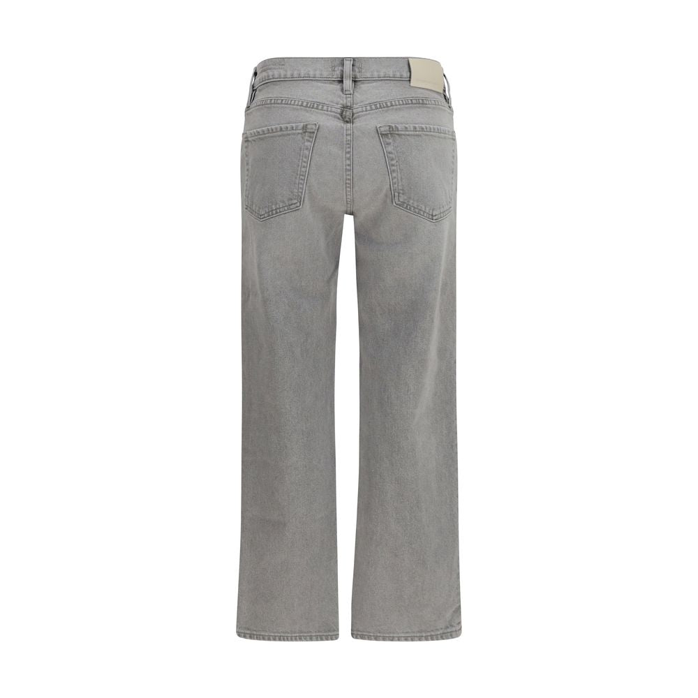 Gray Cotton Straight-Leg Jeans