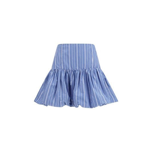 Blue Cotton Mini Skirt