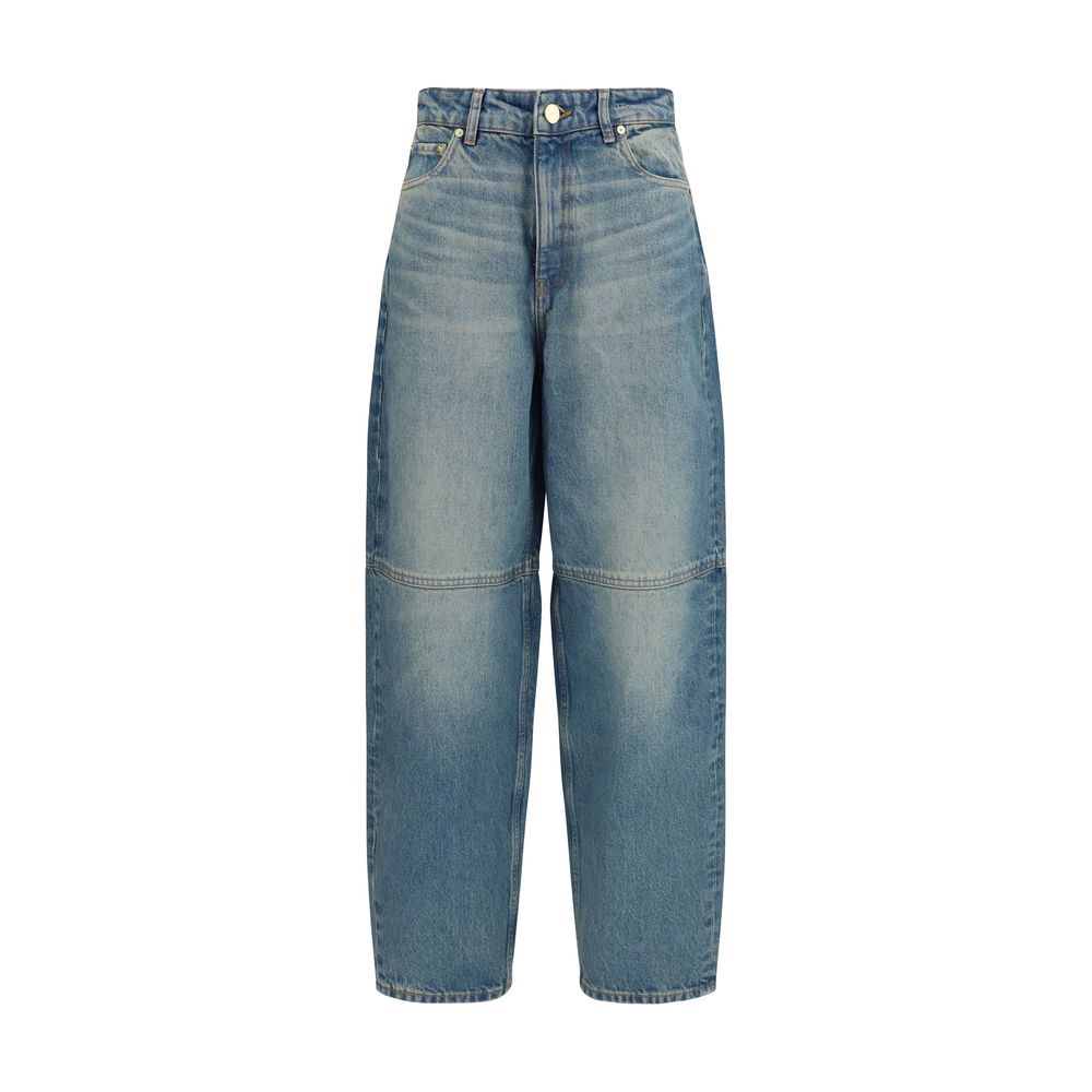 Blue Cotton Tapered Jeans
