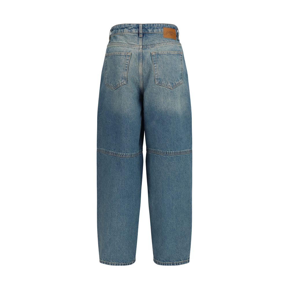 Blue Cotton Tapered Jeans