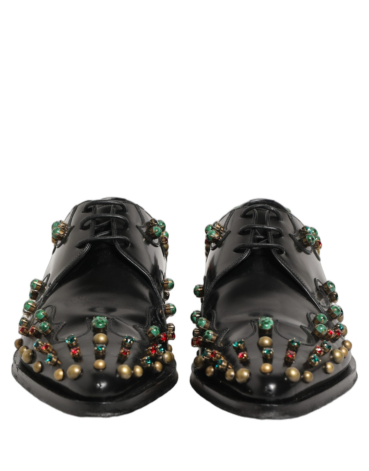 Black Leather Derby Dress Studded Formal Shoes