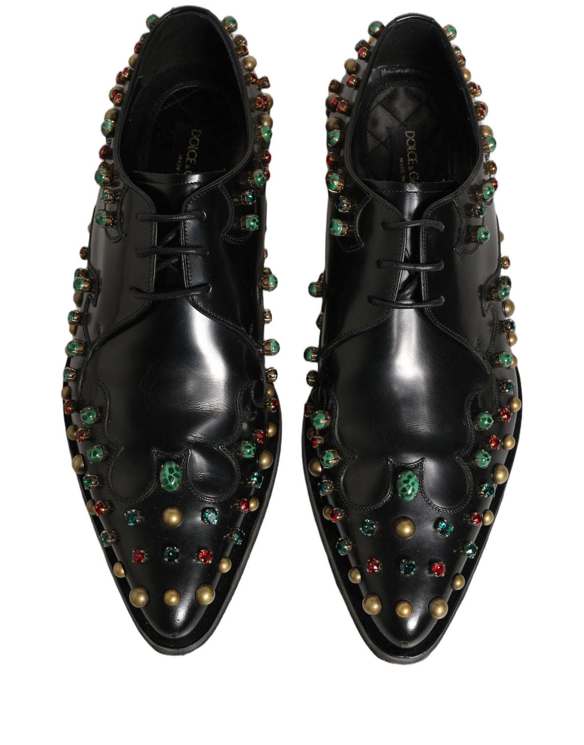 Black Leather Derby Dress Studded Formal Shoes