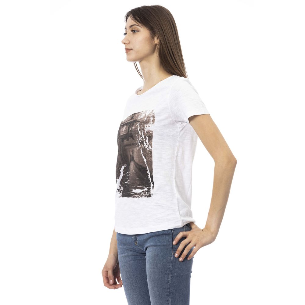 White Cotton Women T-Shirt