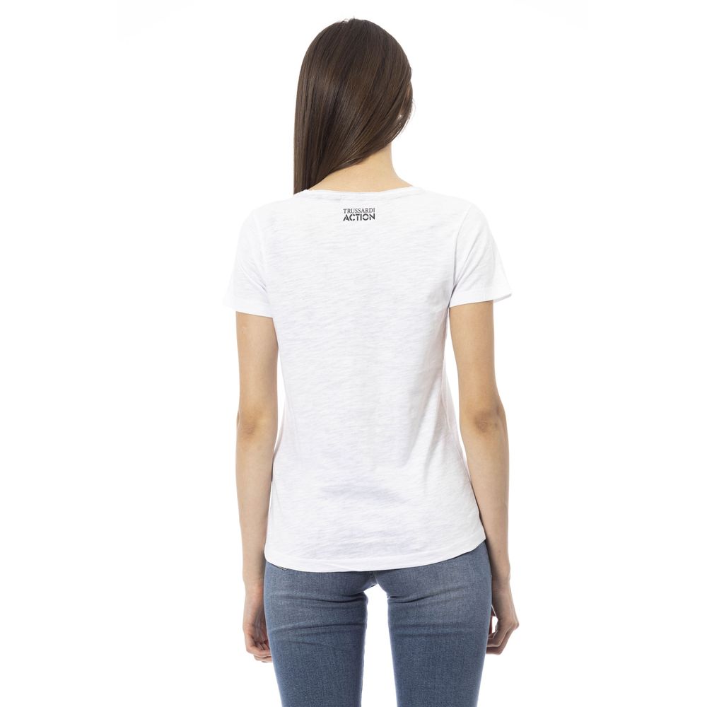 White Cotton Women T-Shirt