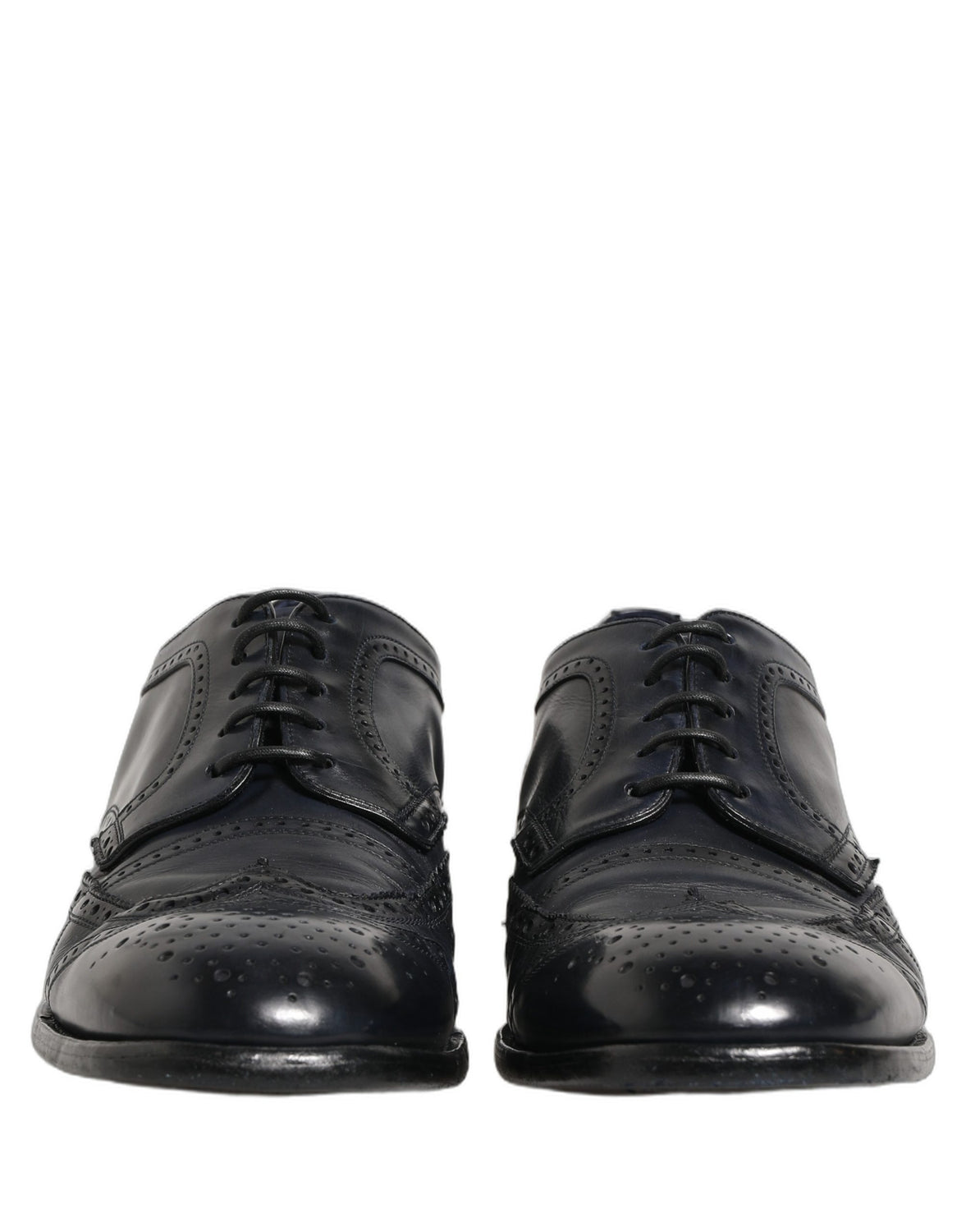 Blue Leather Derby Wingtip Formal Shoes
