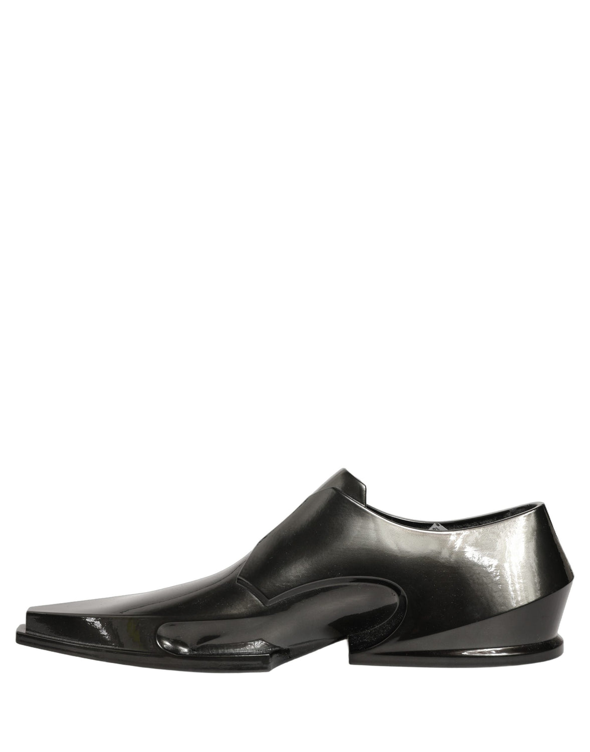Dress Shiny Black Slip On Plastic Dress Shoes