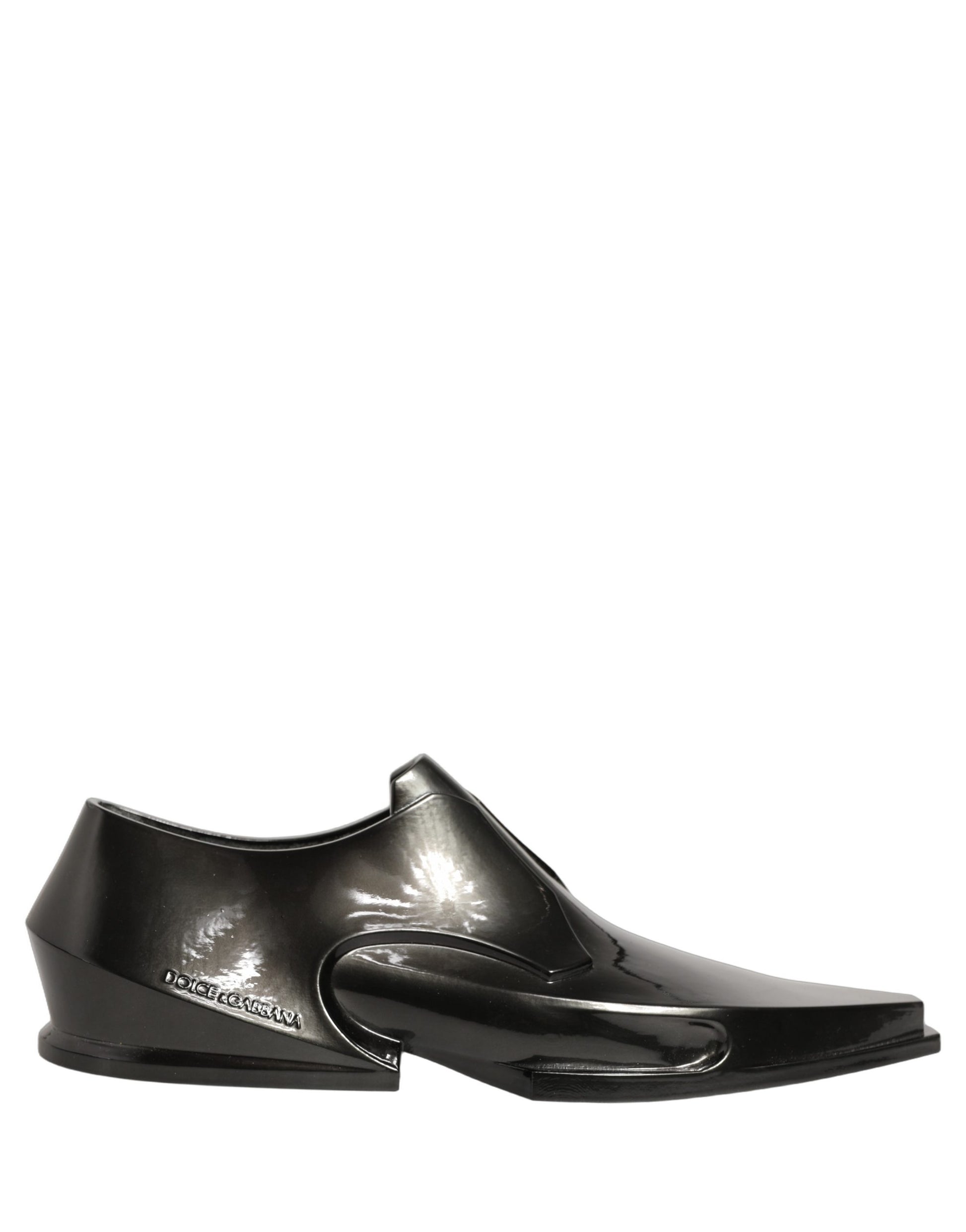 Dress Shiny Black Slip On Plastic Dress Shoes
