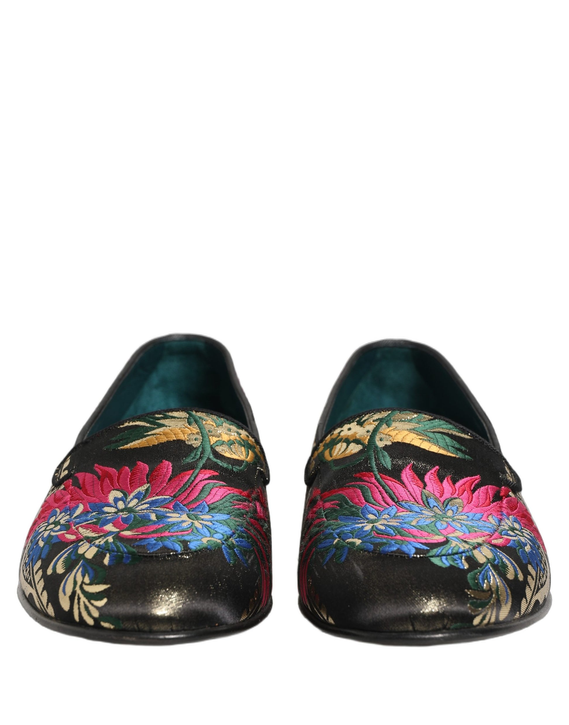 Black Jacquard Floral Loafers Men Dress Shoes
