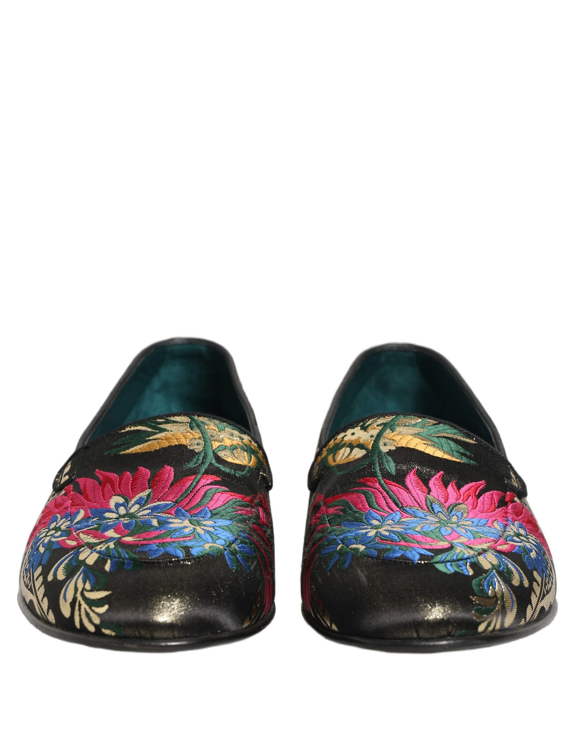 Black Jacquard Floral Loafers Men Dress Shoes
