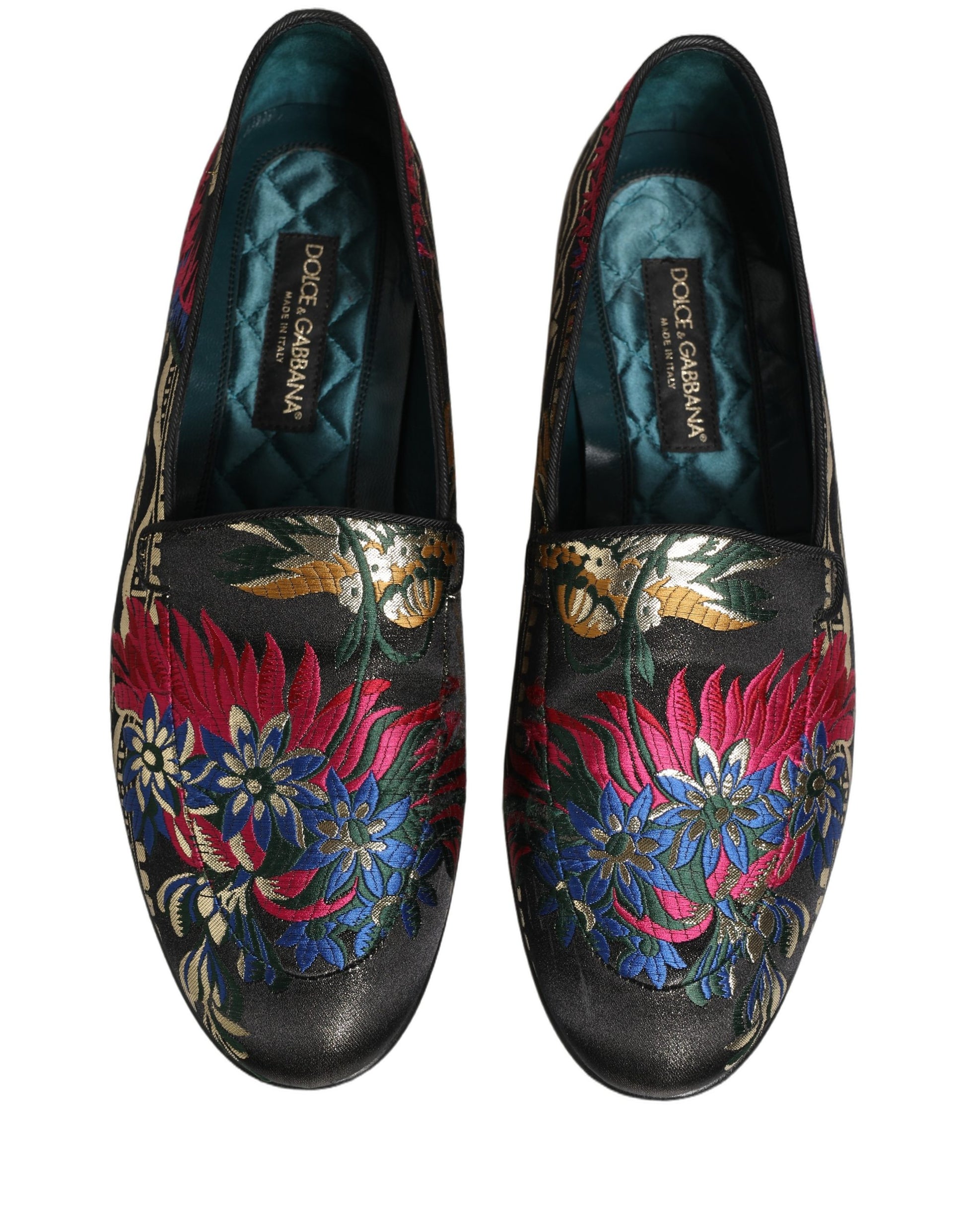 Black Jacquard Floral Loafers Men Dress Shoes