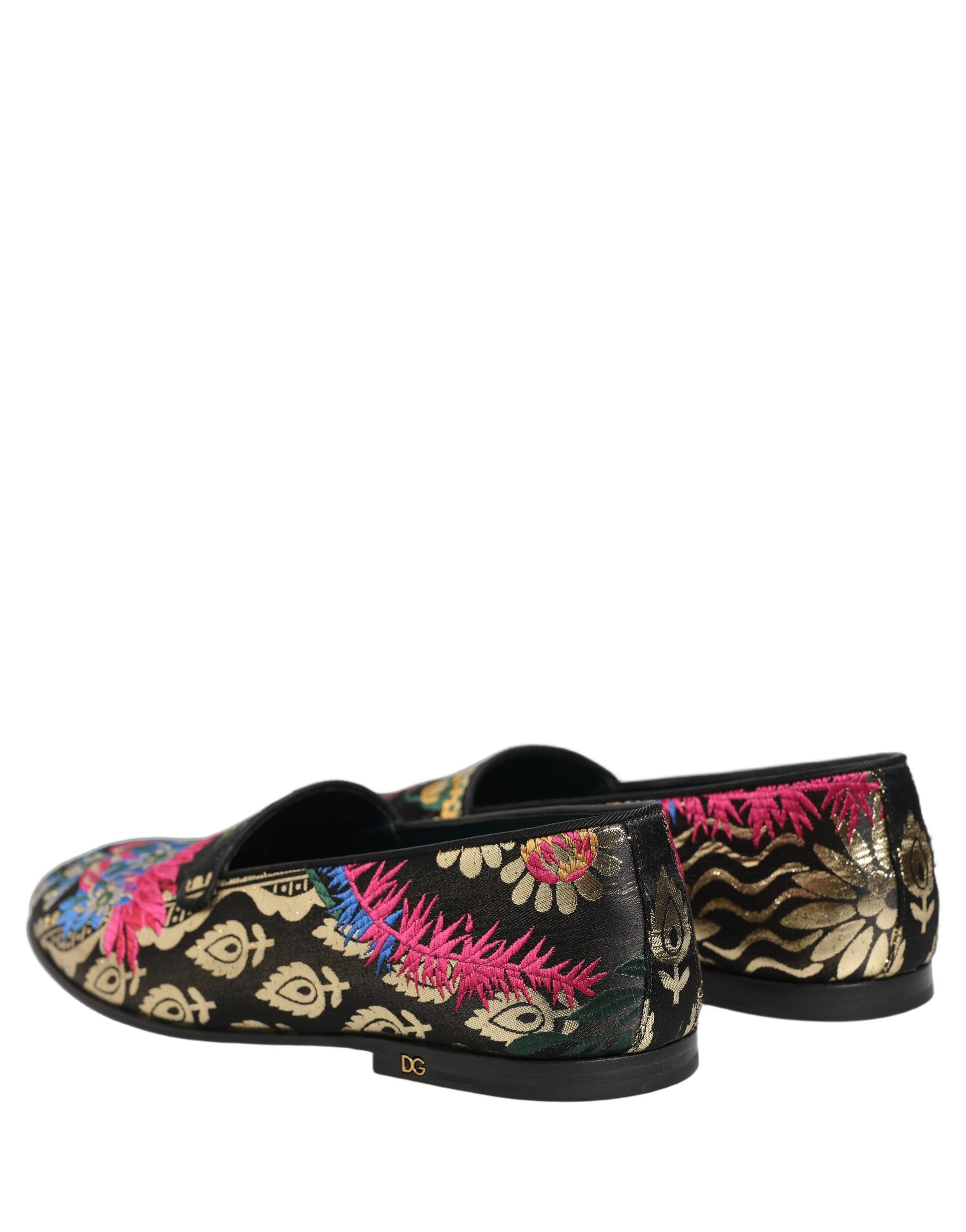 Black Jacquard Floral Loafers Men Dress Shoes
