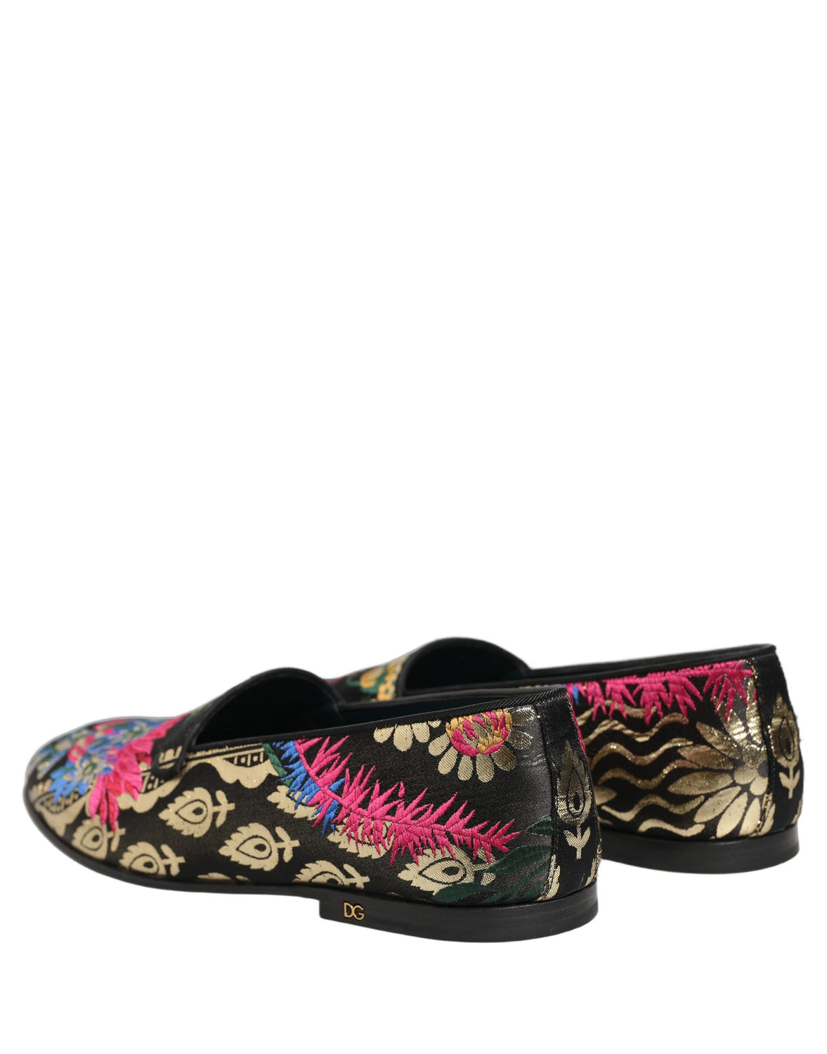 Black Jacquard Floral Loafers Men Dress Shoes