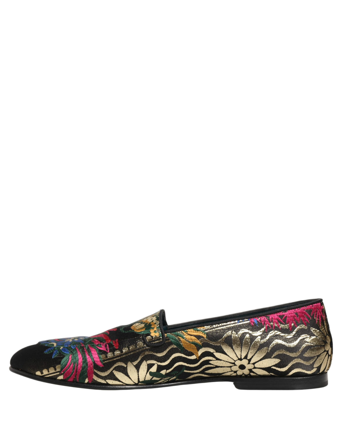 Black Jacquard Floral Loafers Men Dress Shoes