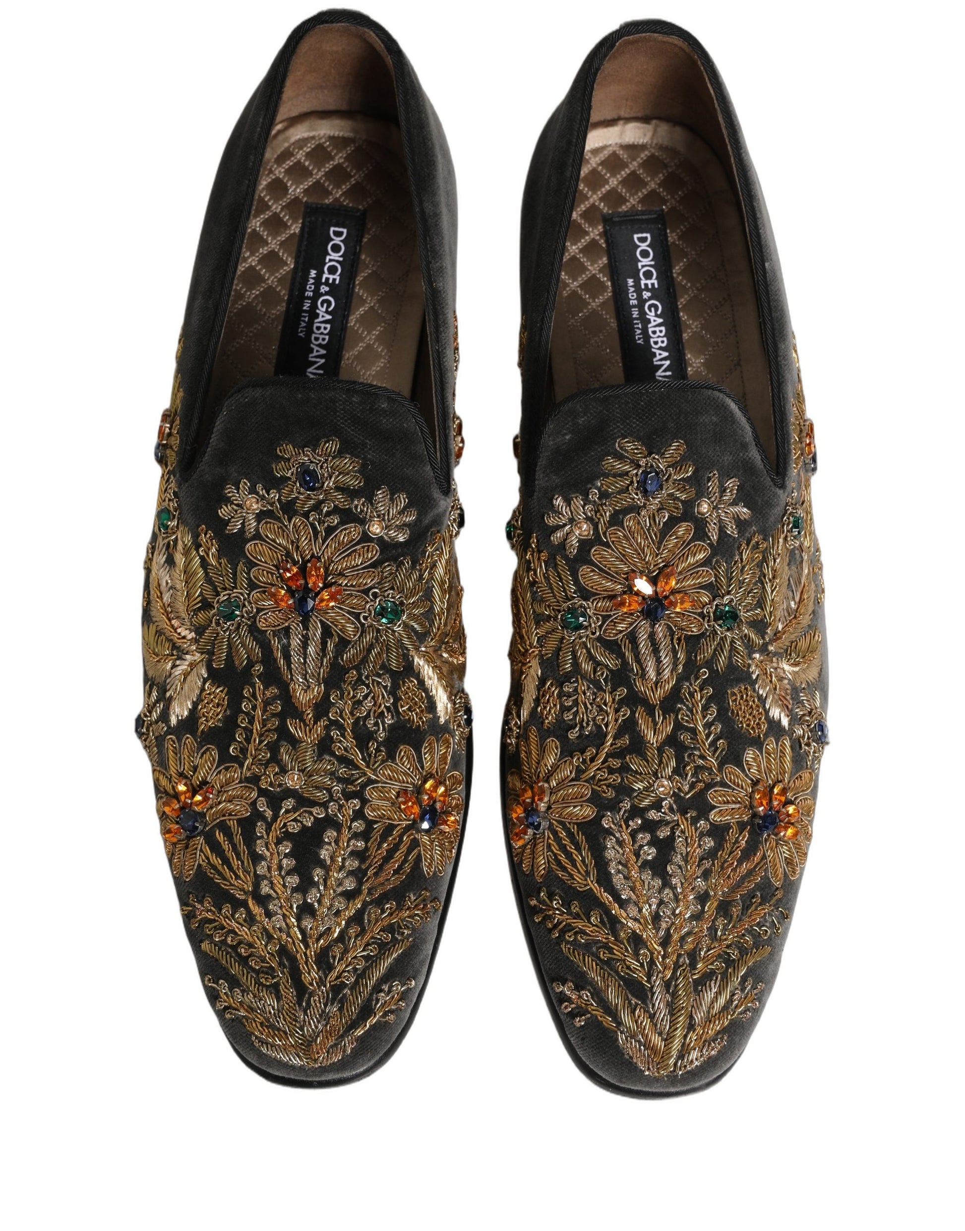 Black Velvet Embellished Dress Loafers Shoes
