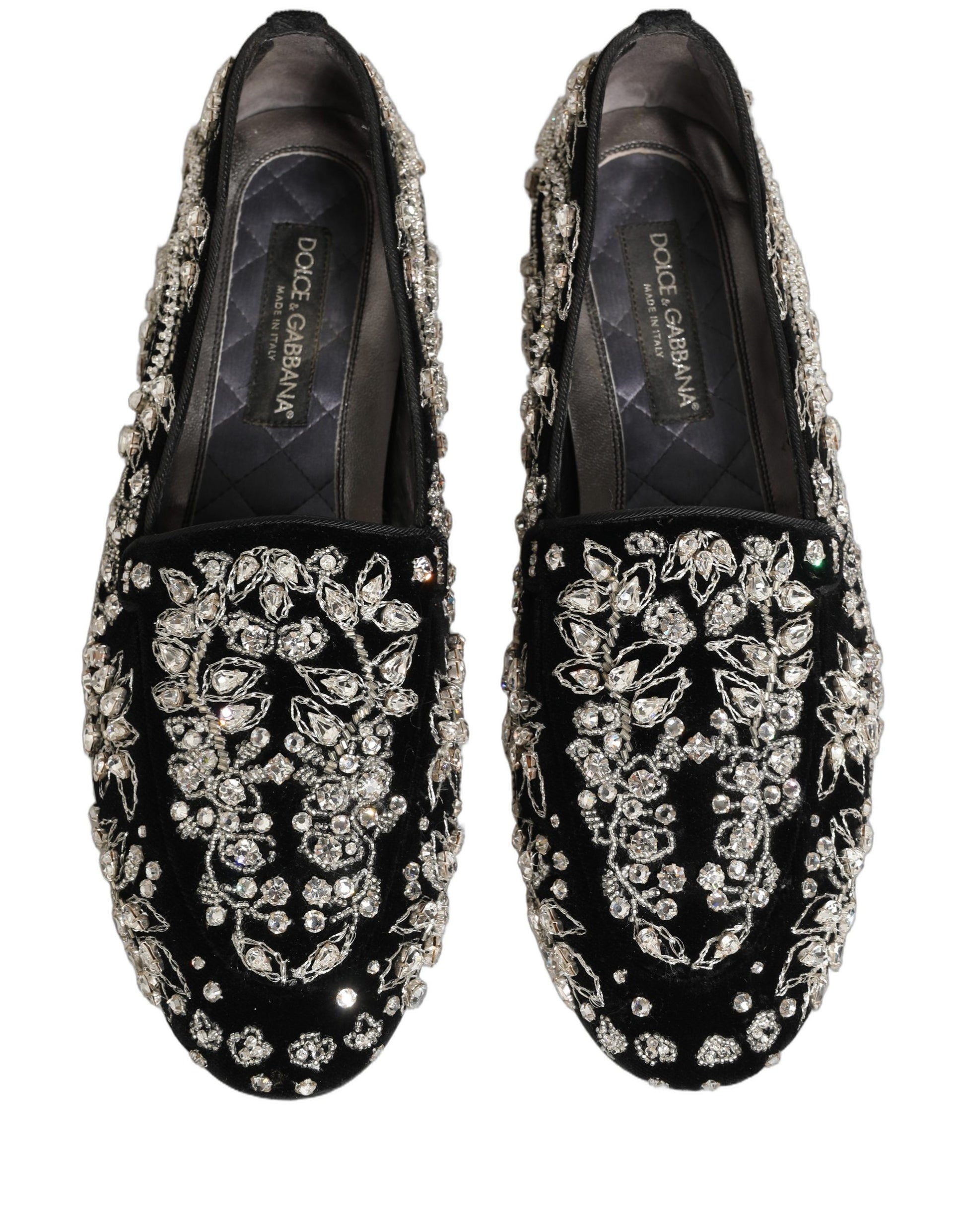 Black Velvet Embellished Dress Loafers Shoes