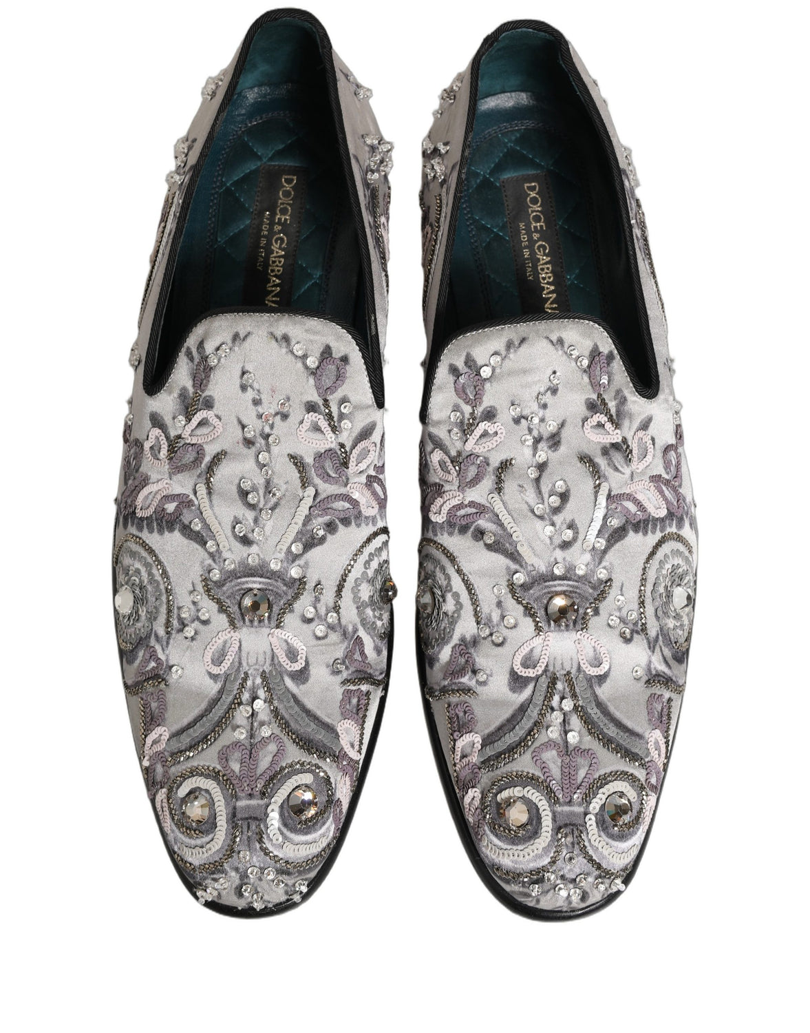 White Sequined Formal Slip On Loafers Shoes