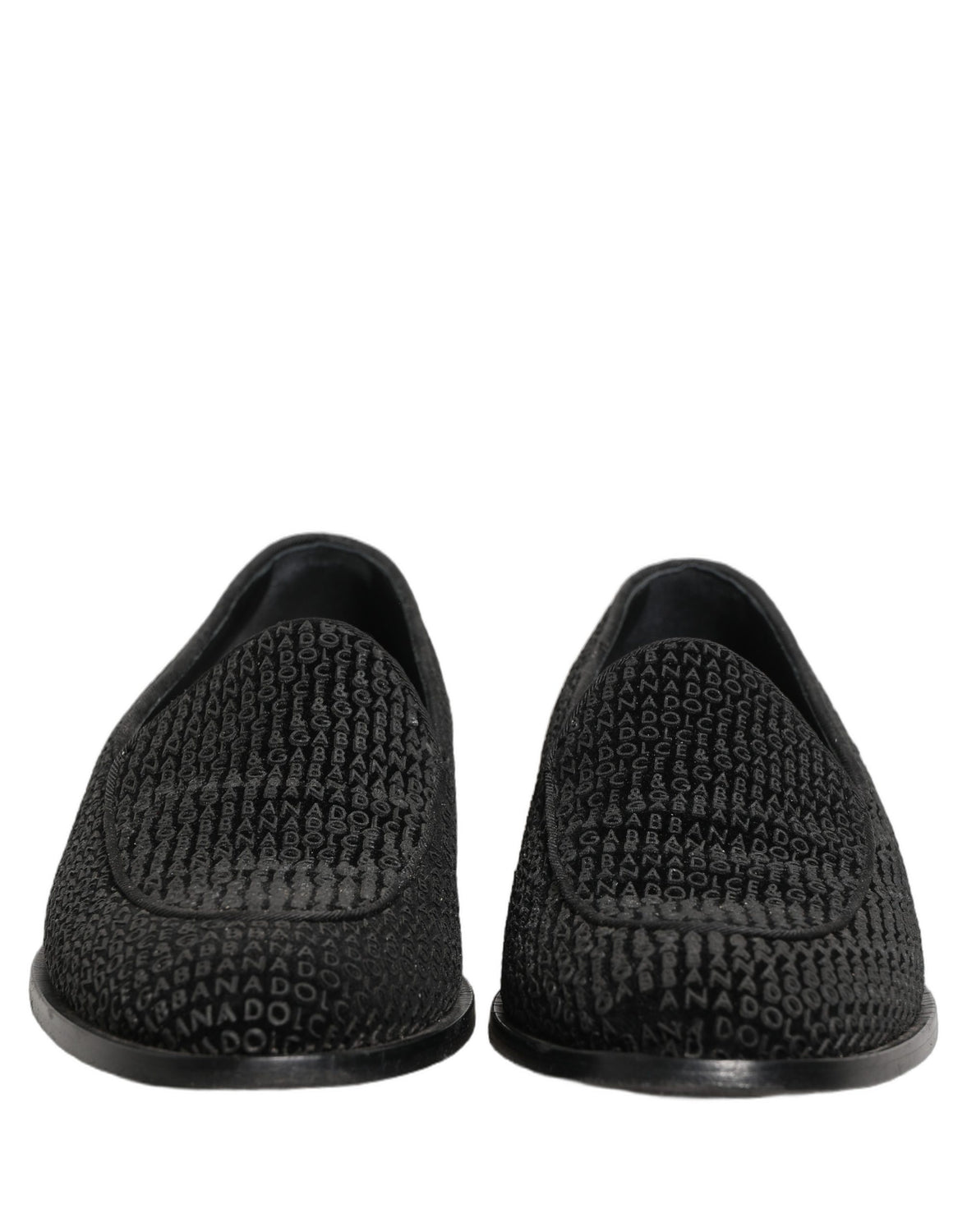 Black Logo Monogram Men Dress Loafers Shoes