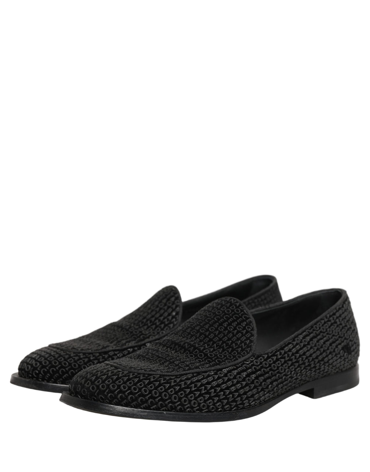 Black Logo Monogram Men Dress Loafers Shoes