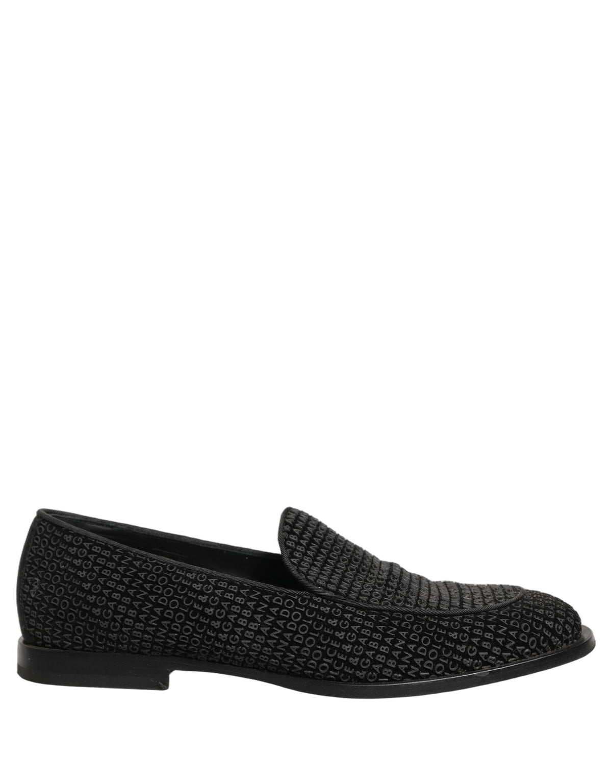 Black Logo Monogram Men Dress Loafers Shoes