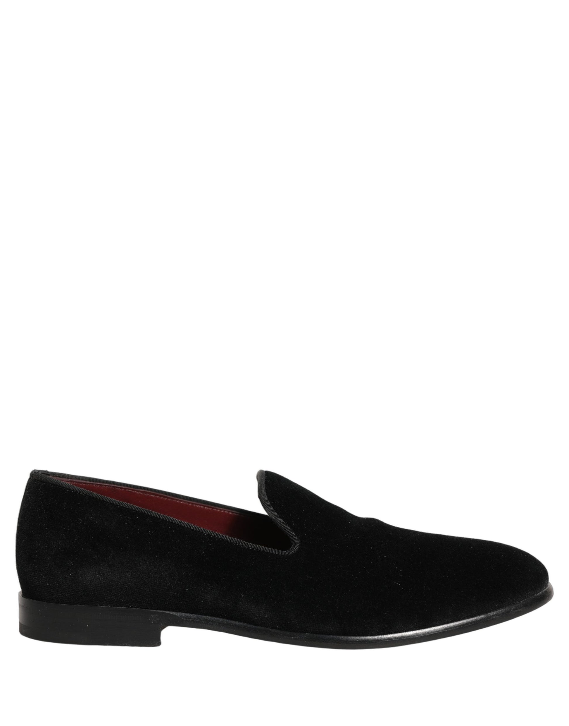 Black Velvet Cotton Loafers Formal Dress Shoes