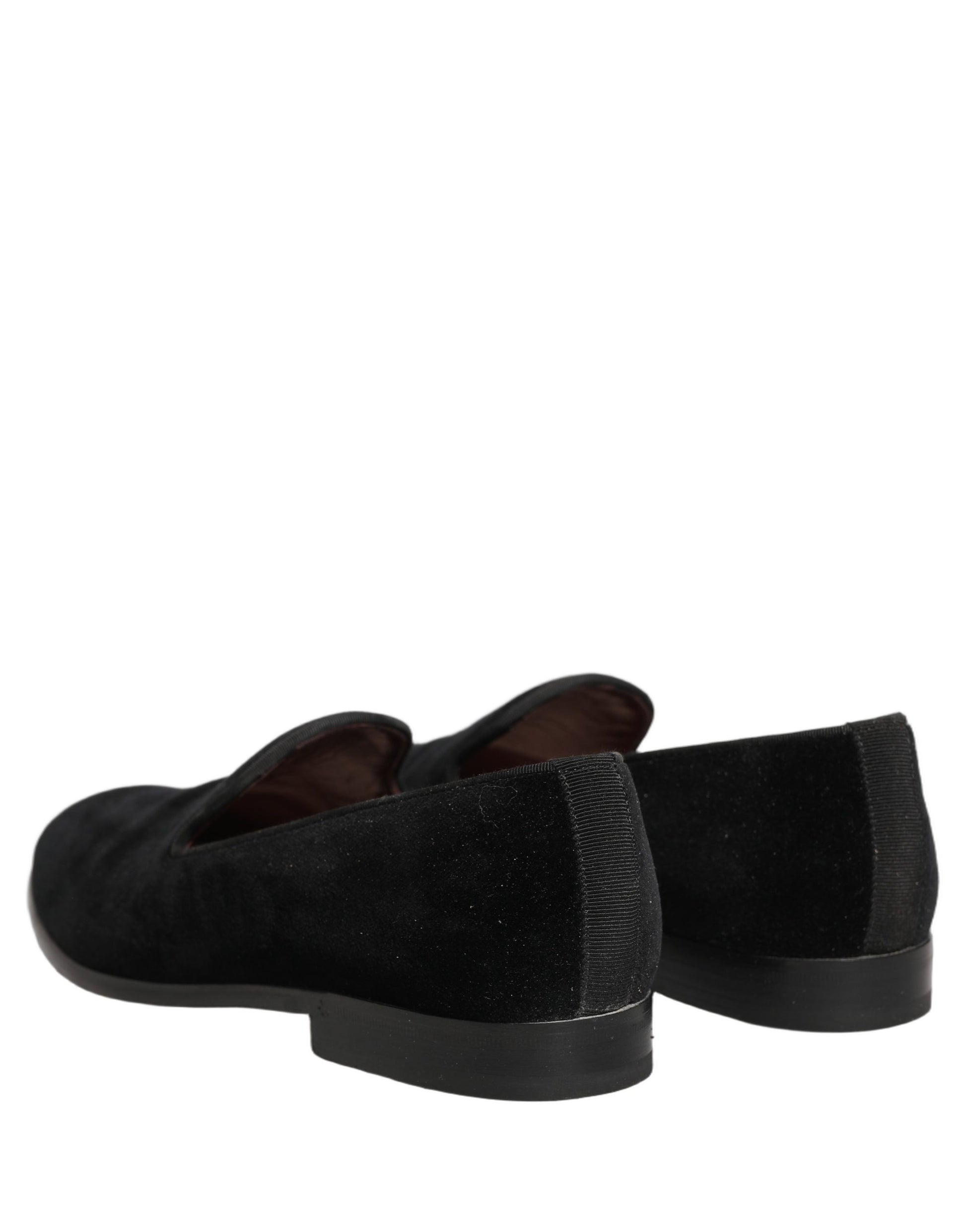 Black Velvet Cotton Loafers Formal Dress Shoes